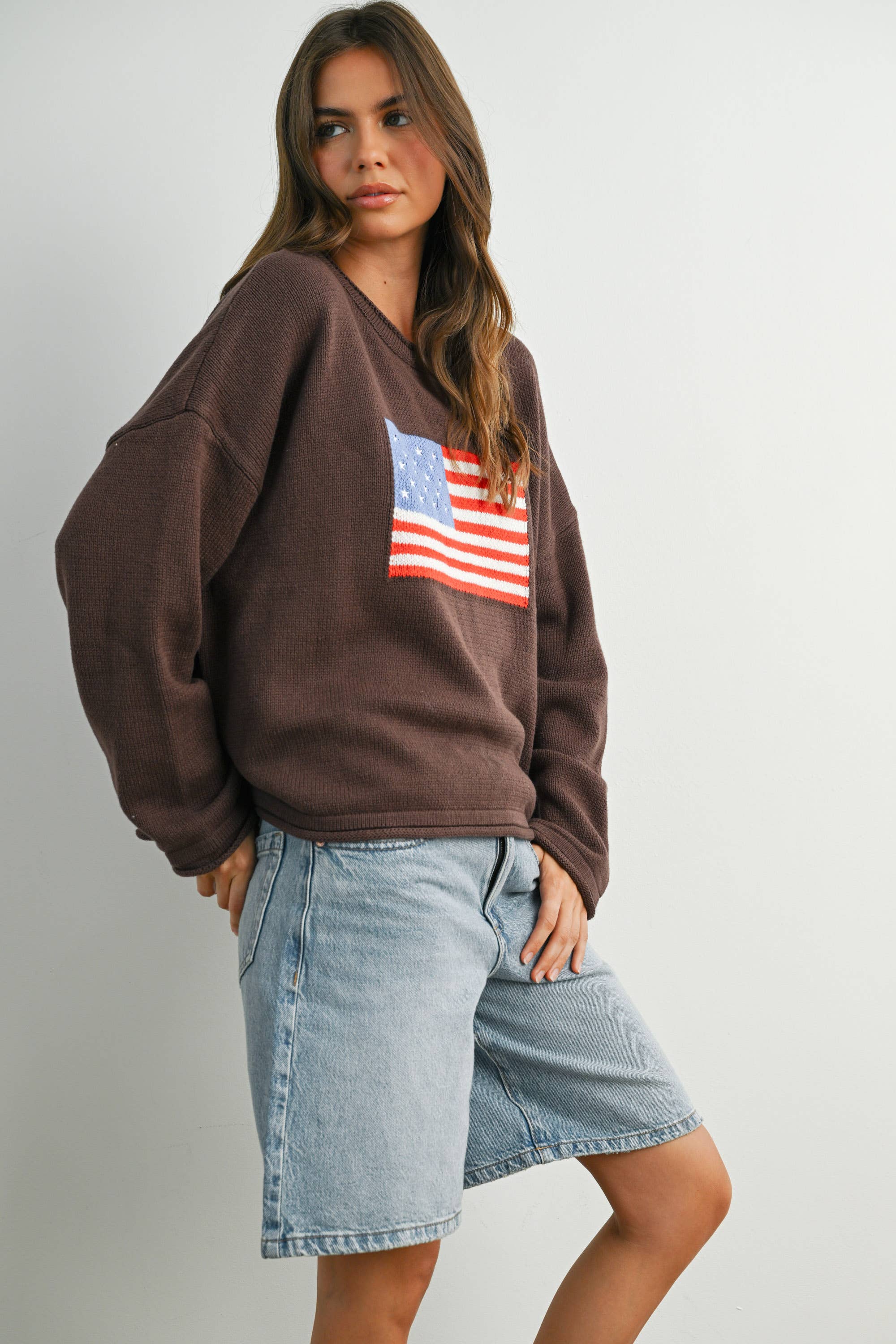 Graphic Knit Long Sleeve Top