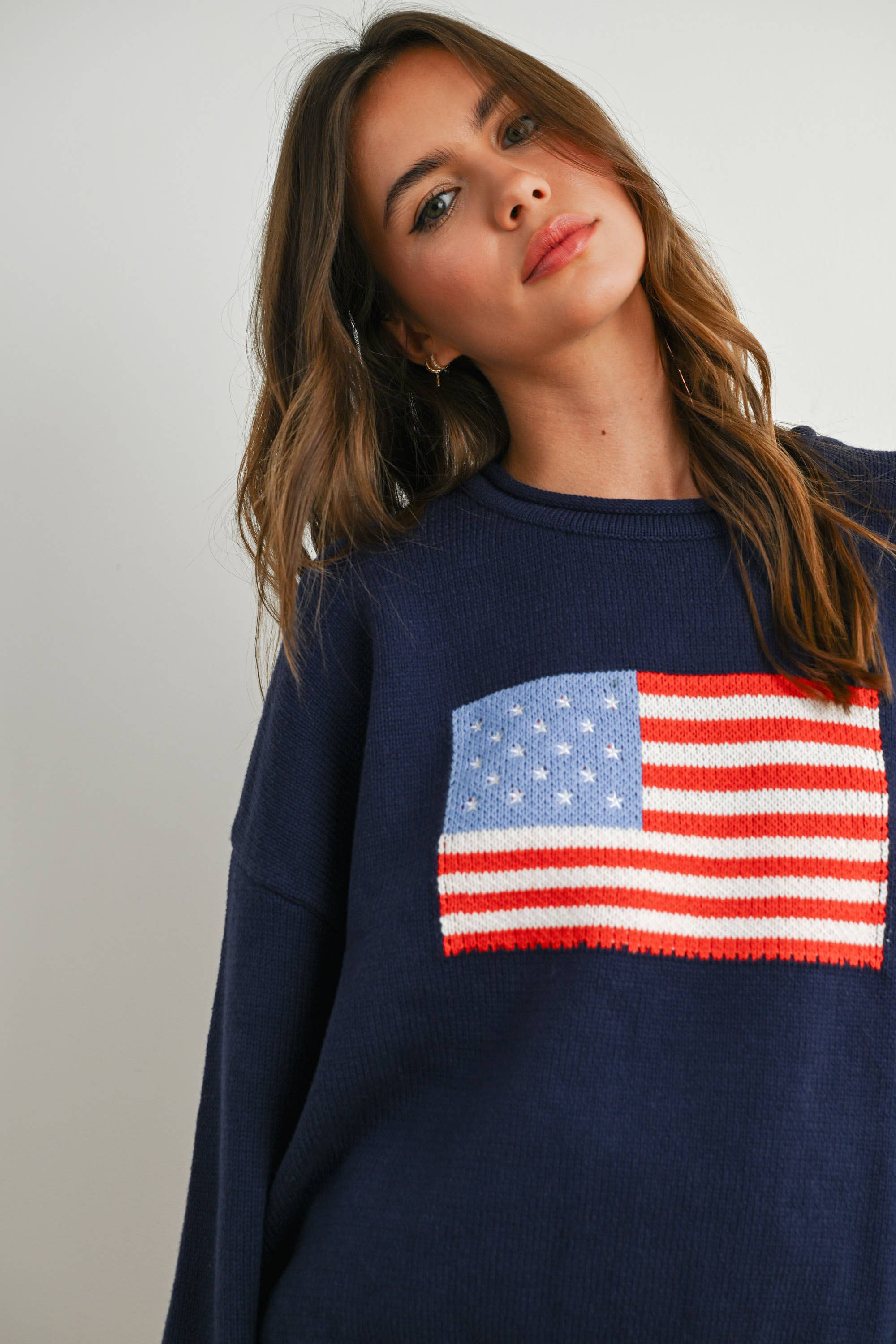 Graphic Knit Long Sleeve Top
