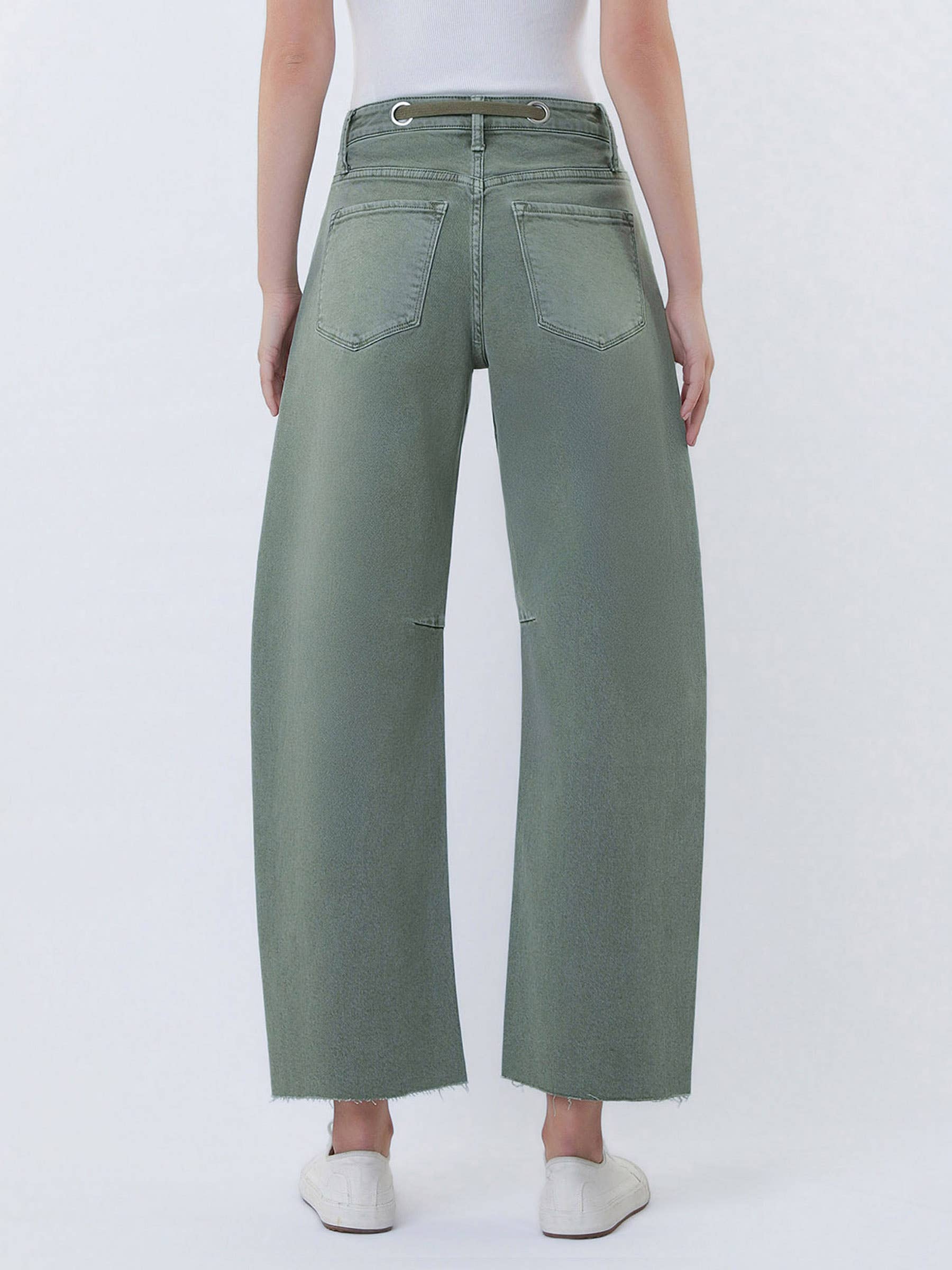 SUPER HIGH RISE DRAWSTRING WB WIDE BARREL JEANS T7041OLV