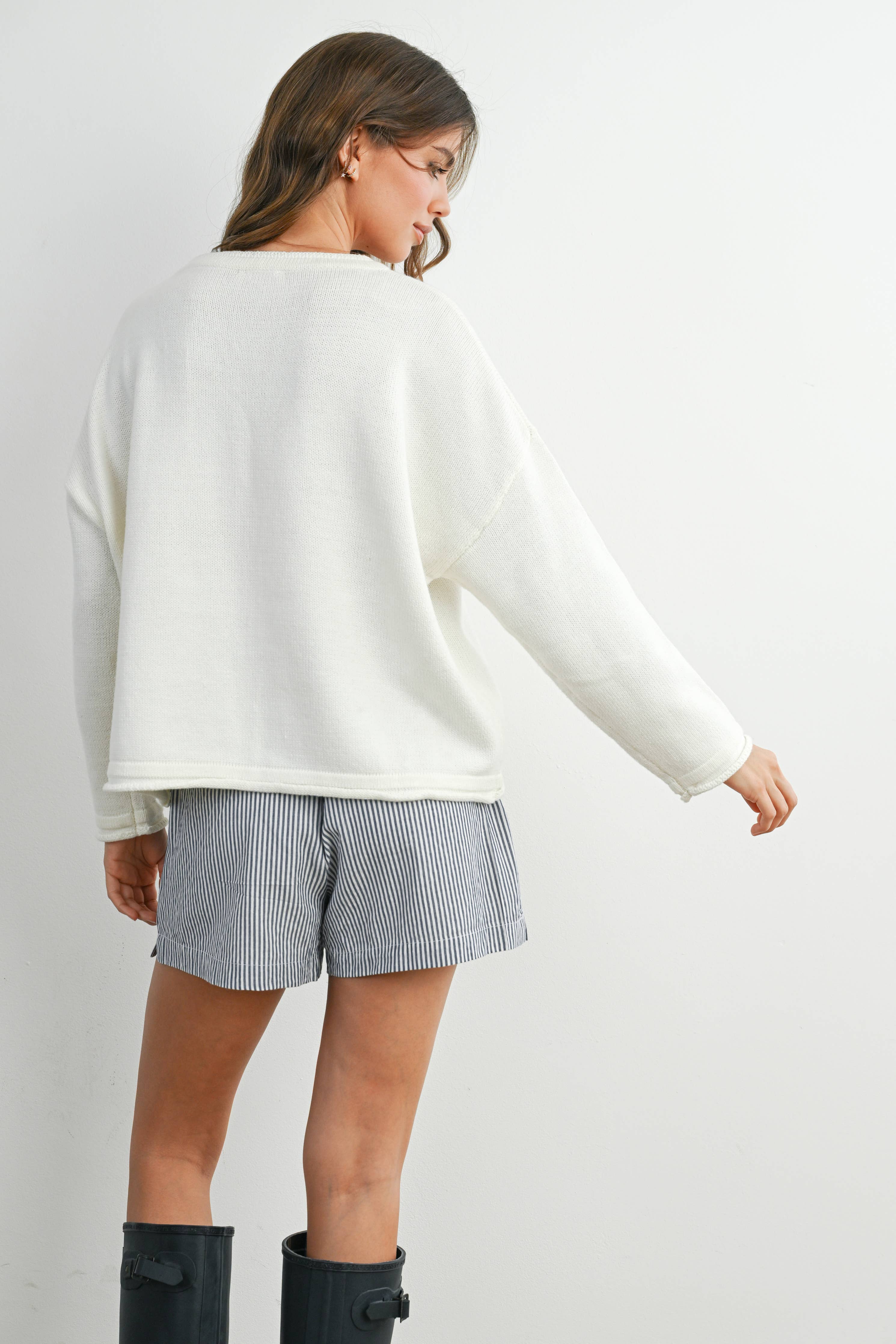 Graphic Knit Long Sleeve Top