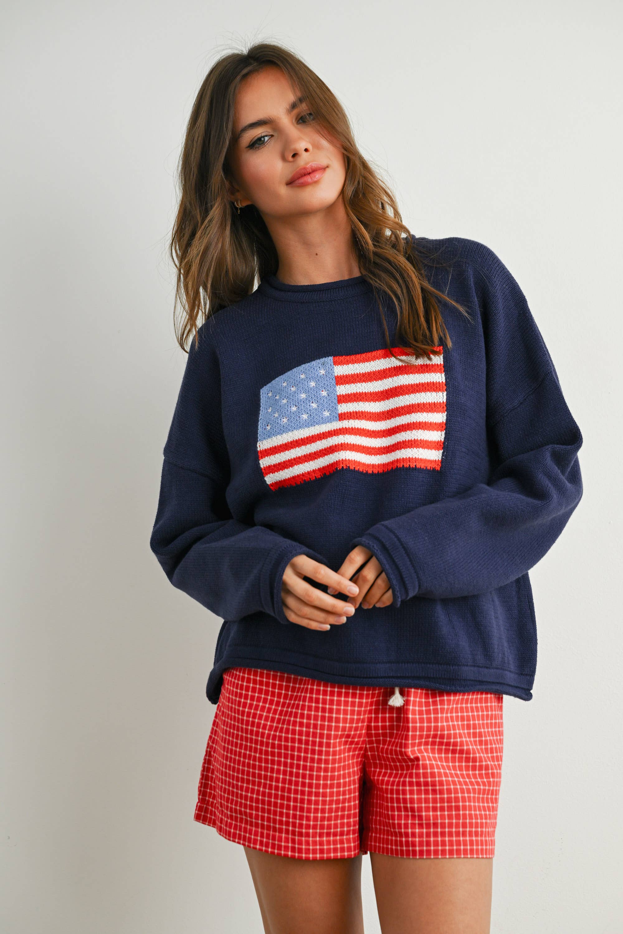 Graphic Knit Long Sleeve Top