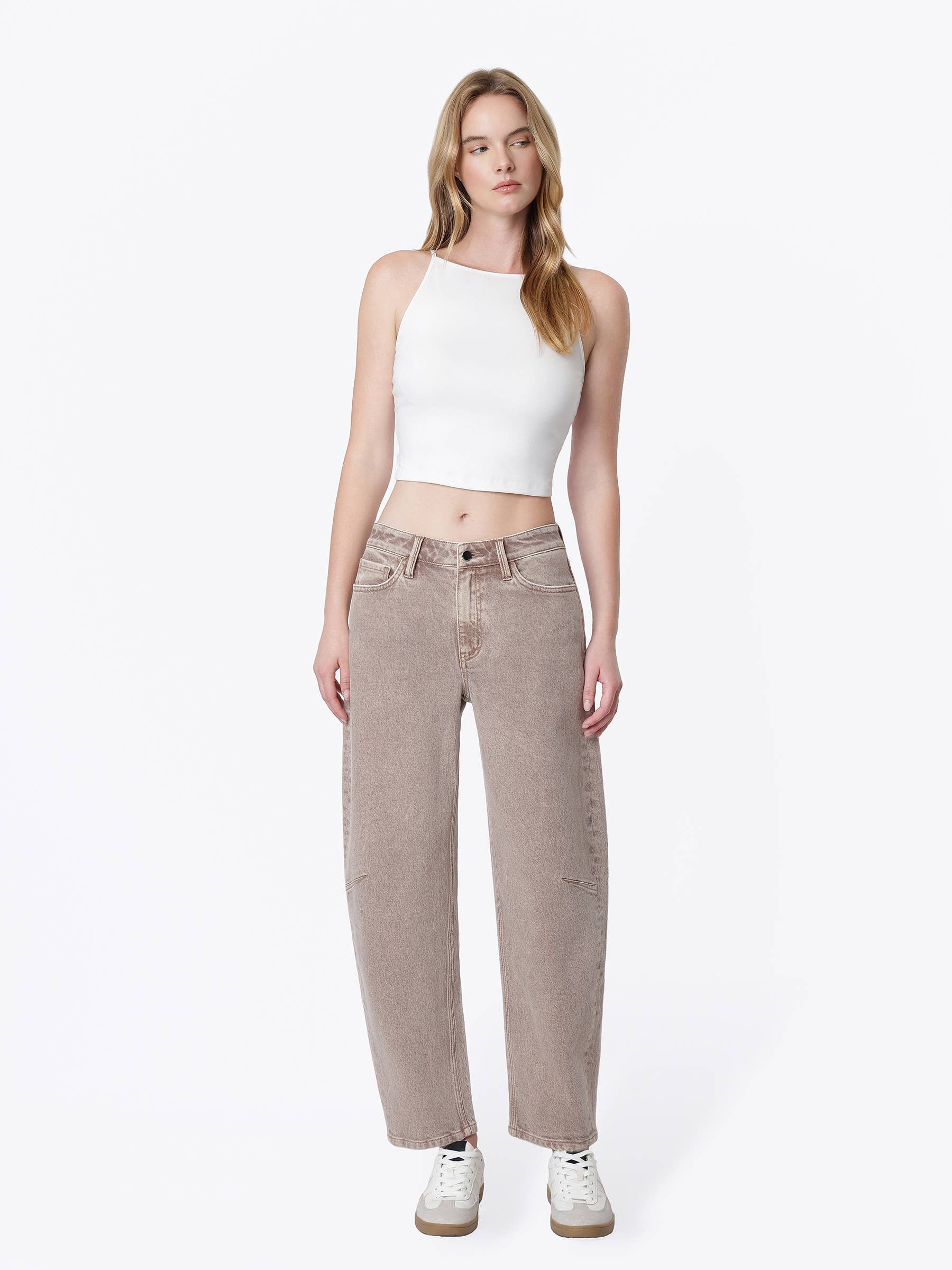 HIGH RISE CROP BARREL JEANS