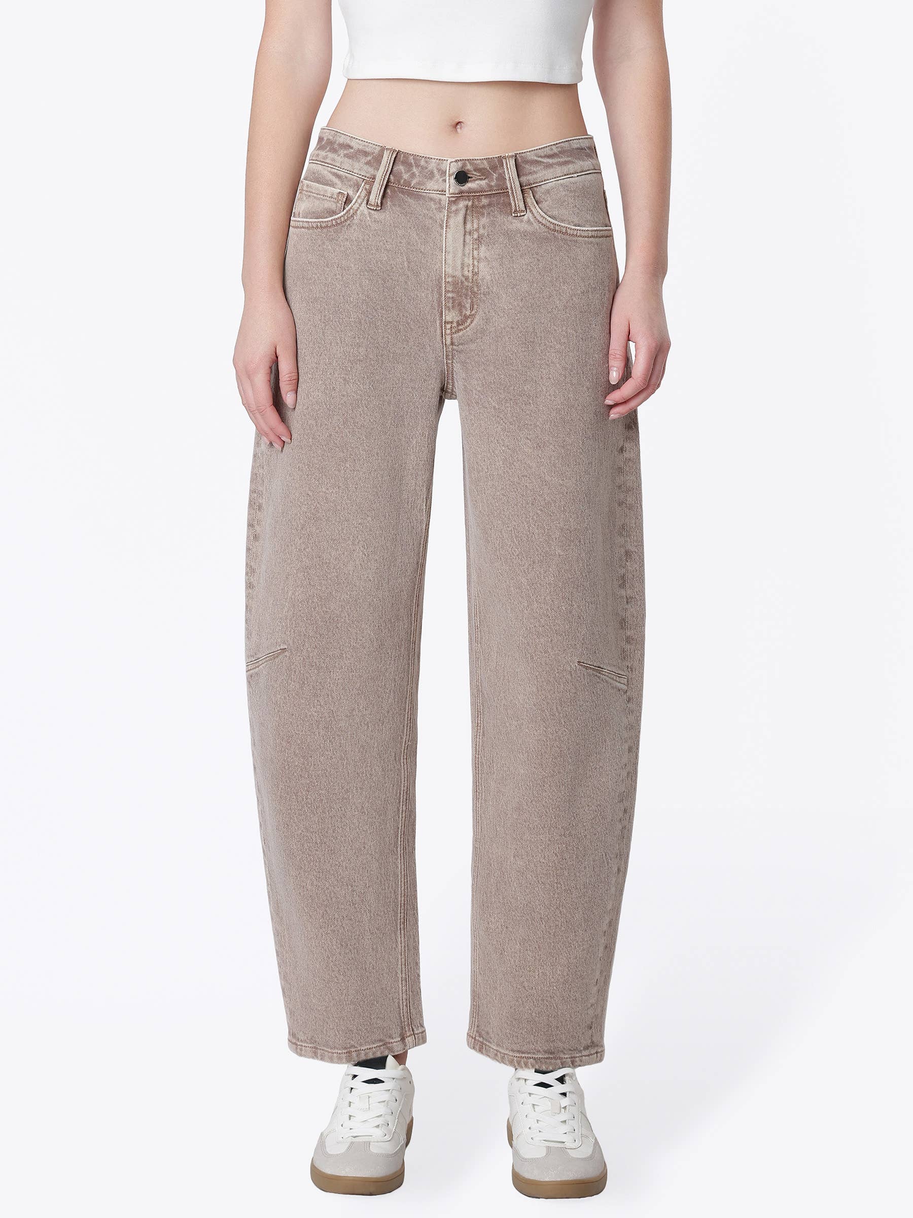 HIGH RISE CROP BARREL JEANS