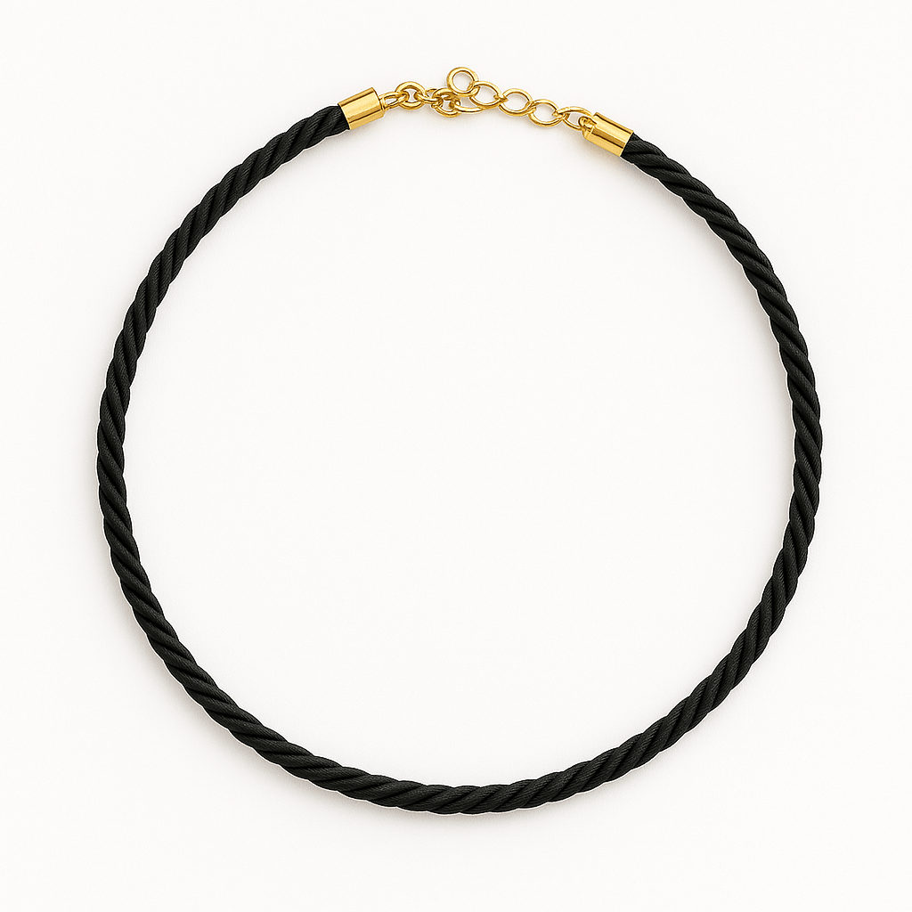 Black Silk Cord Braided Necklace - elliparr