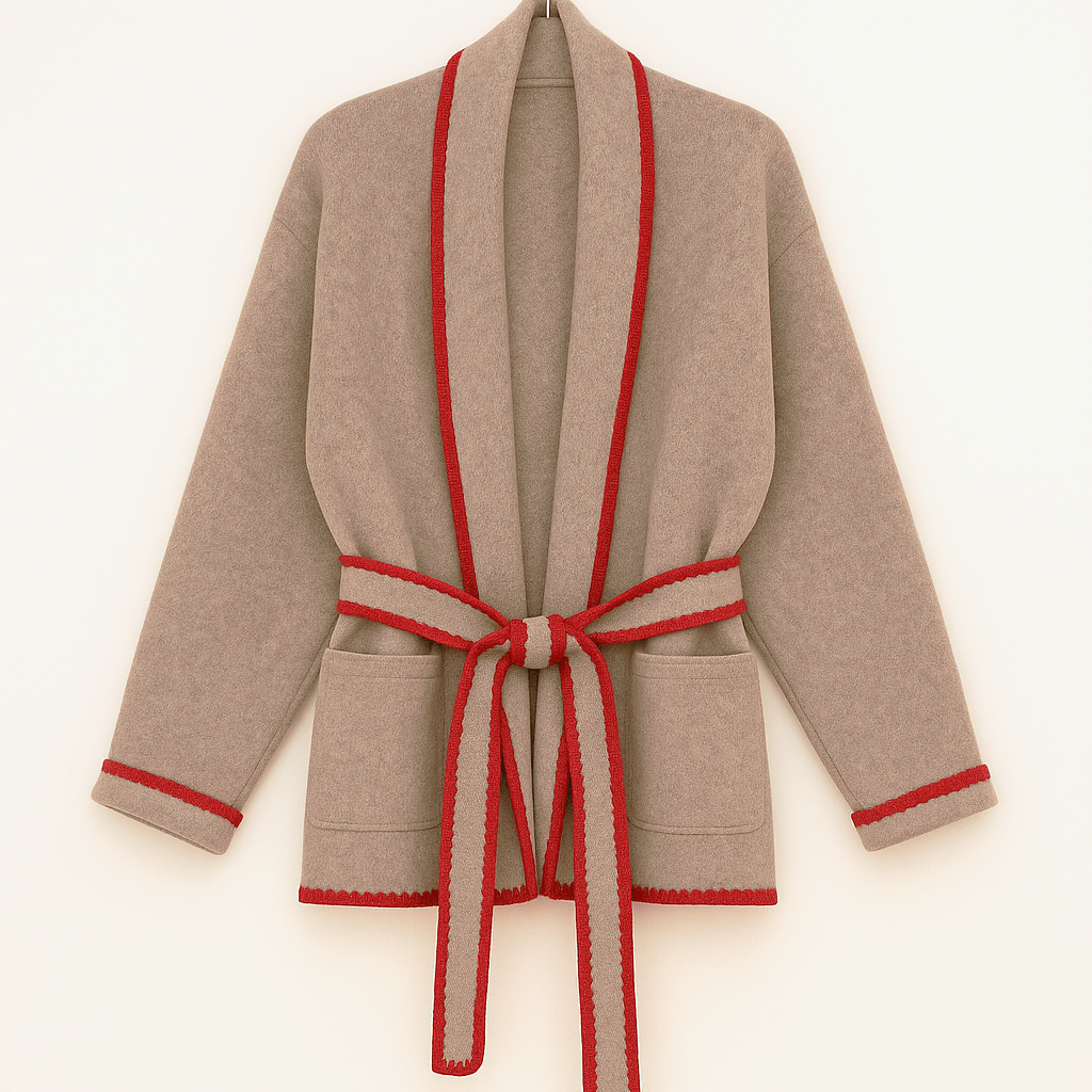 Cardigan with Belt in Heather Taupe - elliparr