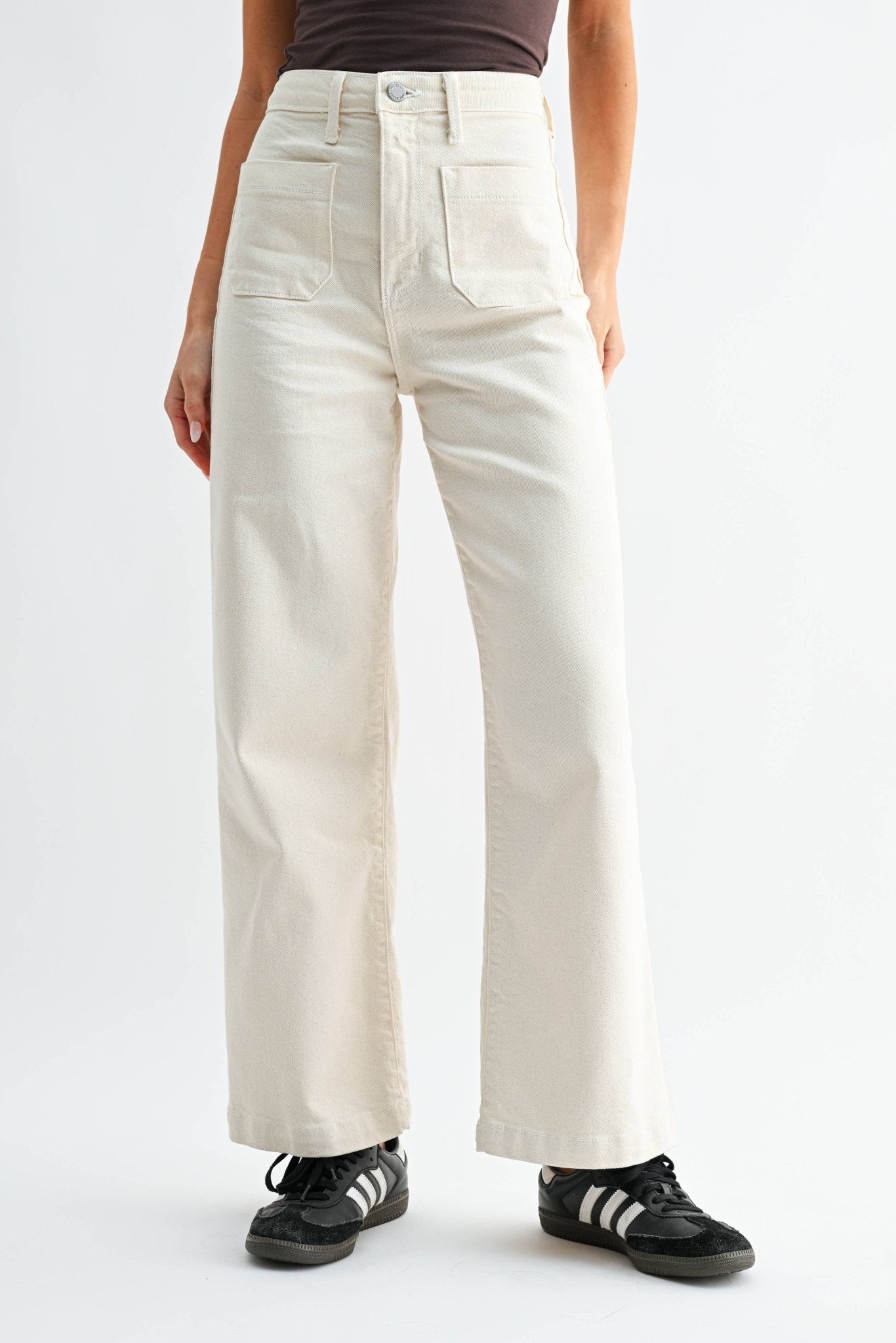 Cream Patch Pocket Wide Leg - elliparr