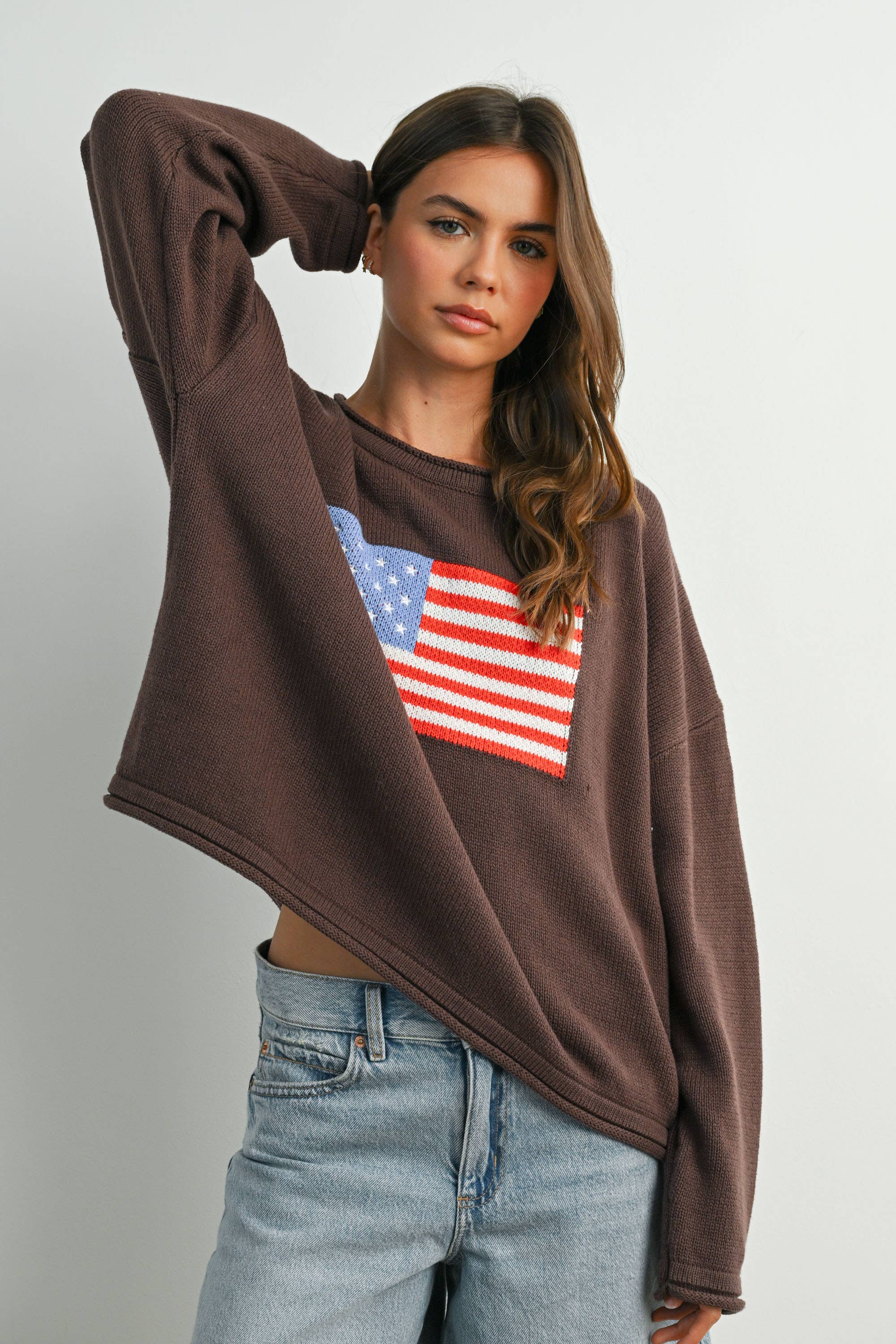 Graphic Knit Long Sleeve Top