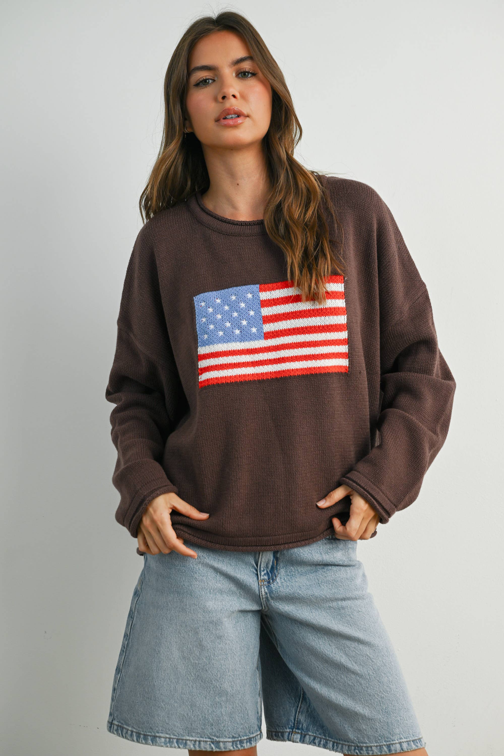 Graphic Knit Long Sleeve Top