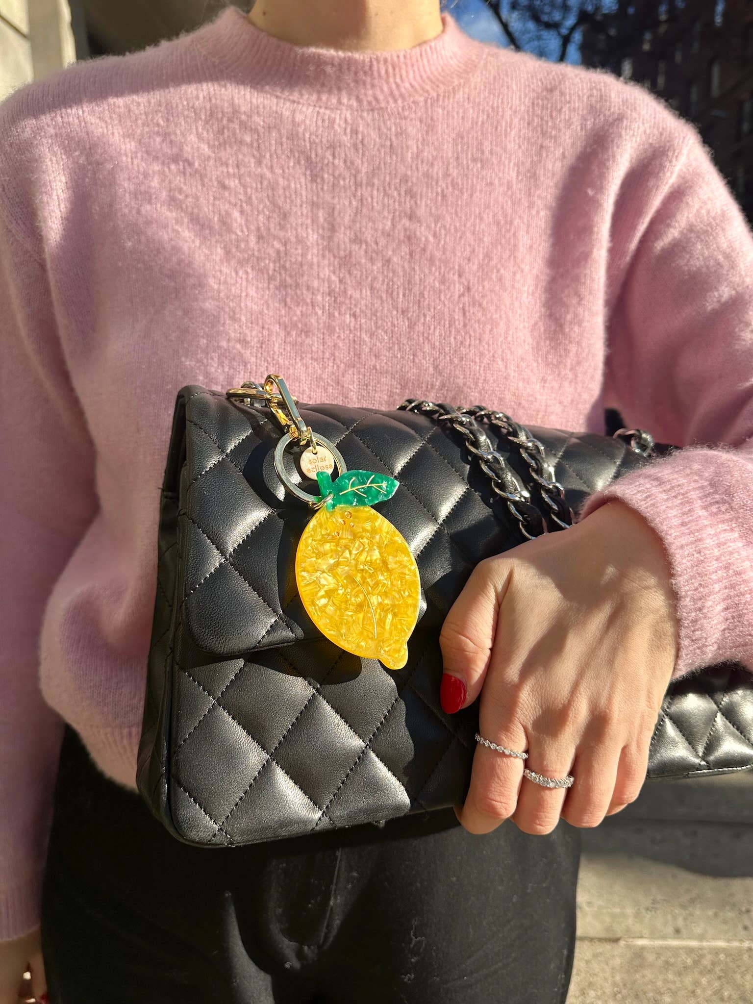 Hand - painted Lemon Bag Charm + Keychain - elliparr