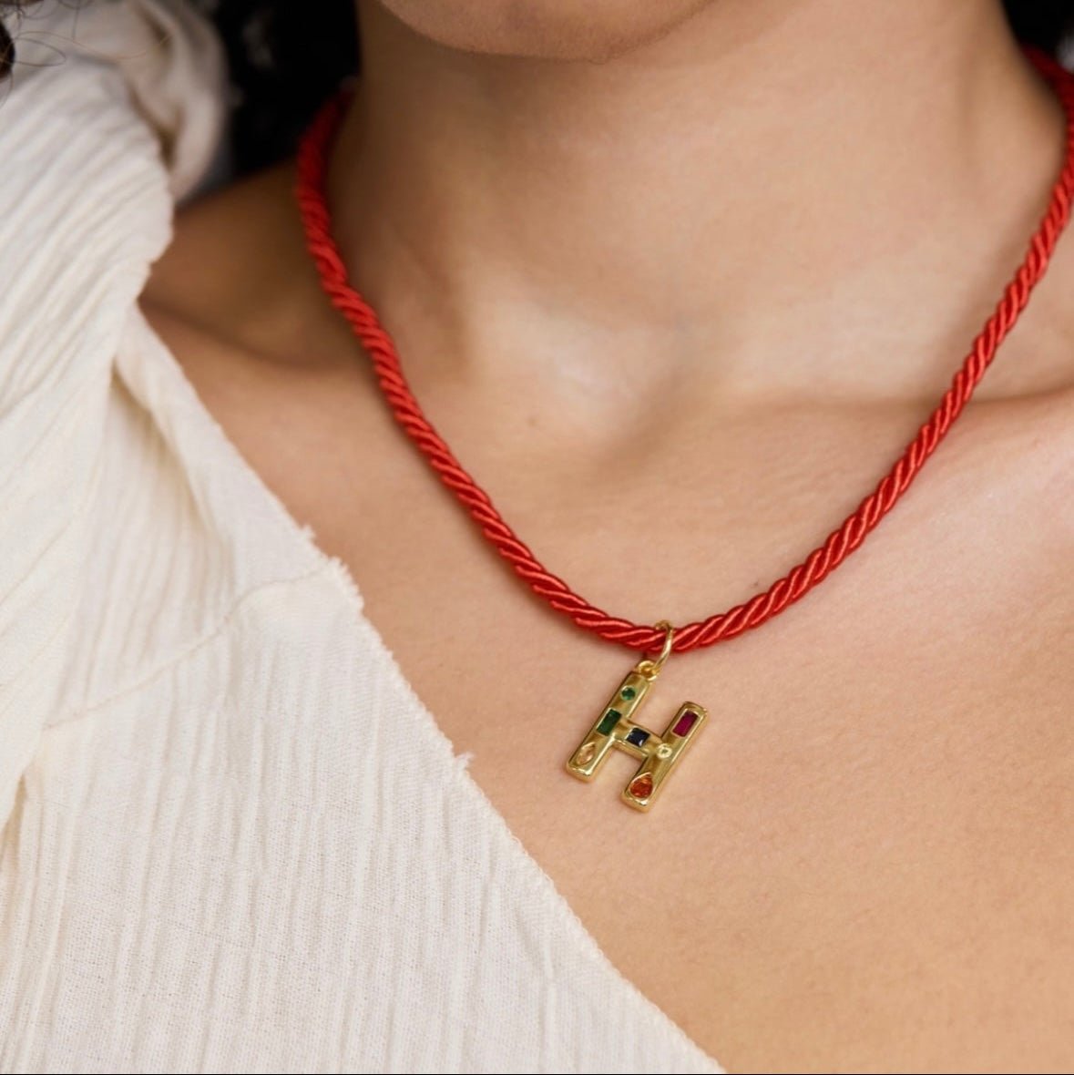 Red Silk Cord Braided Necklace - elliparr