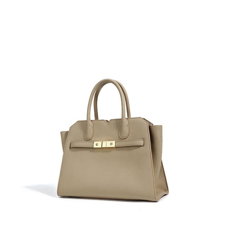 Top Handle Metallic Lock Boston Bag Shoulder Bag - elliparr