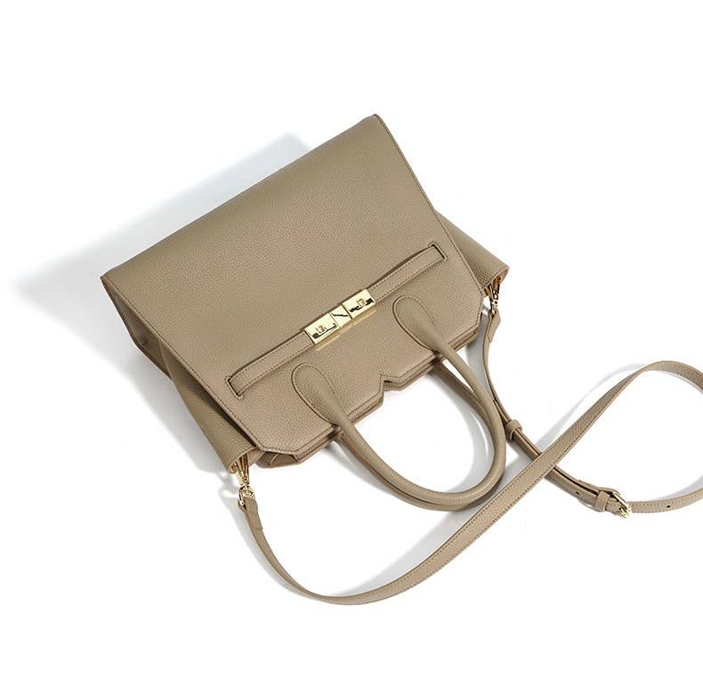 Top Handle Metallic Lock Boston Bag Shoulder Bag - elliparr