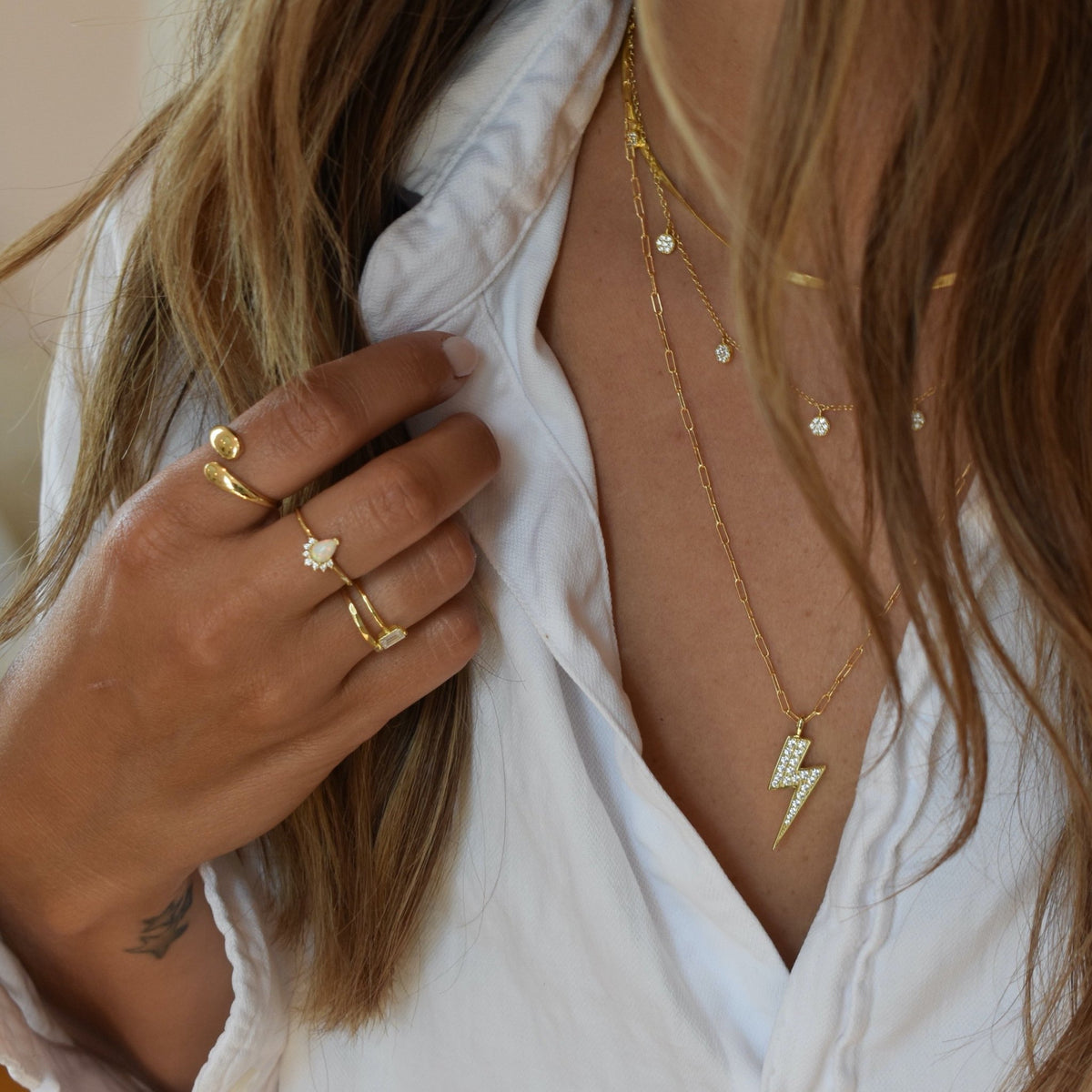 Ava opal ring, alternate view – designed in Vermont by Elli Parr