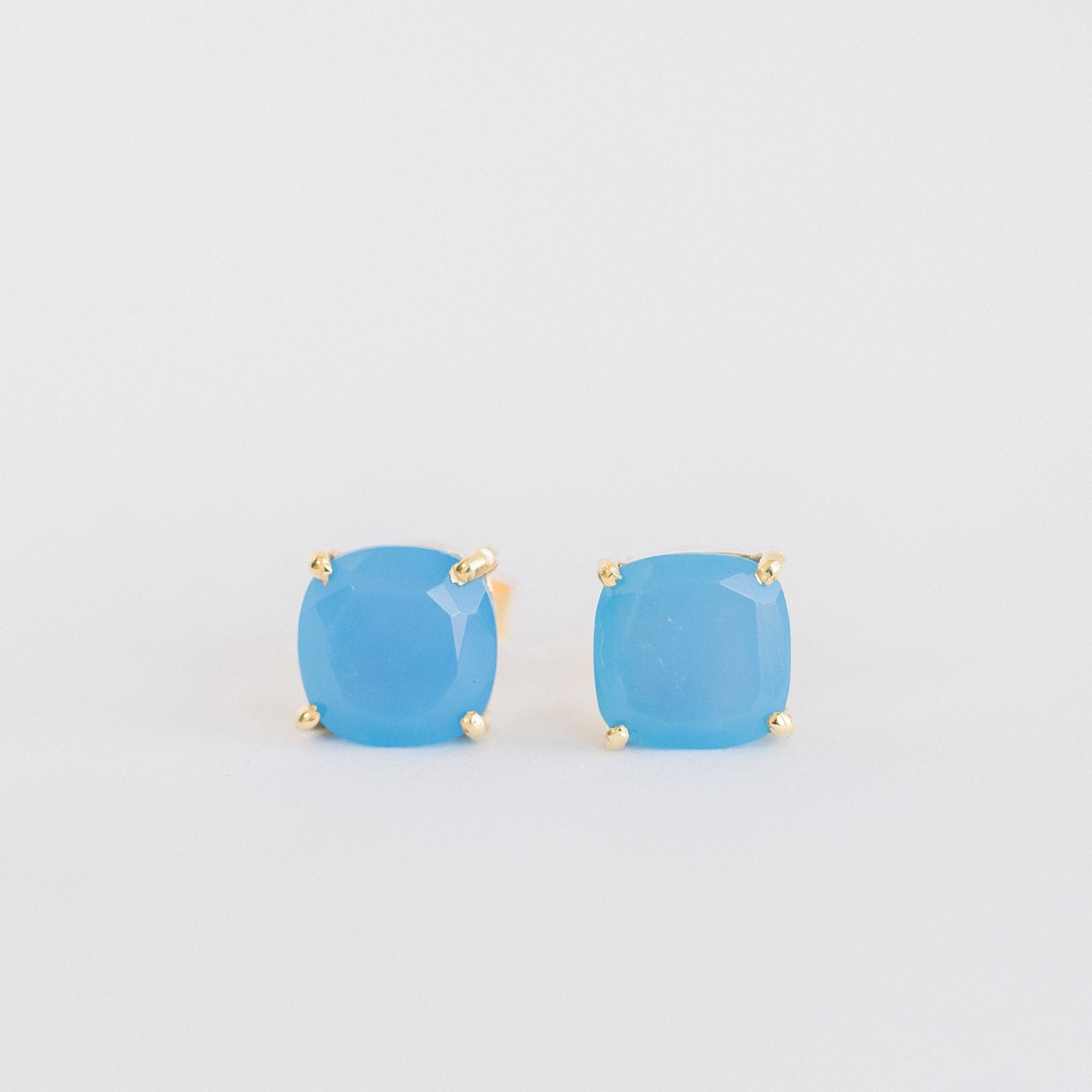 Emmy Studs | Blue Chalcedony - elliparr