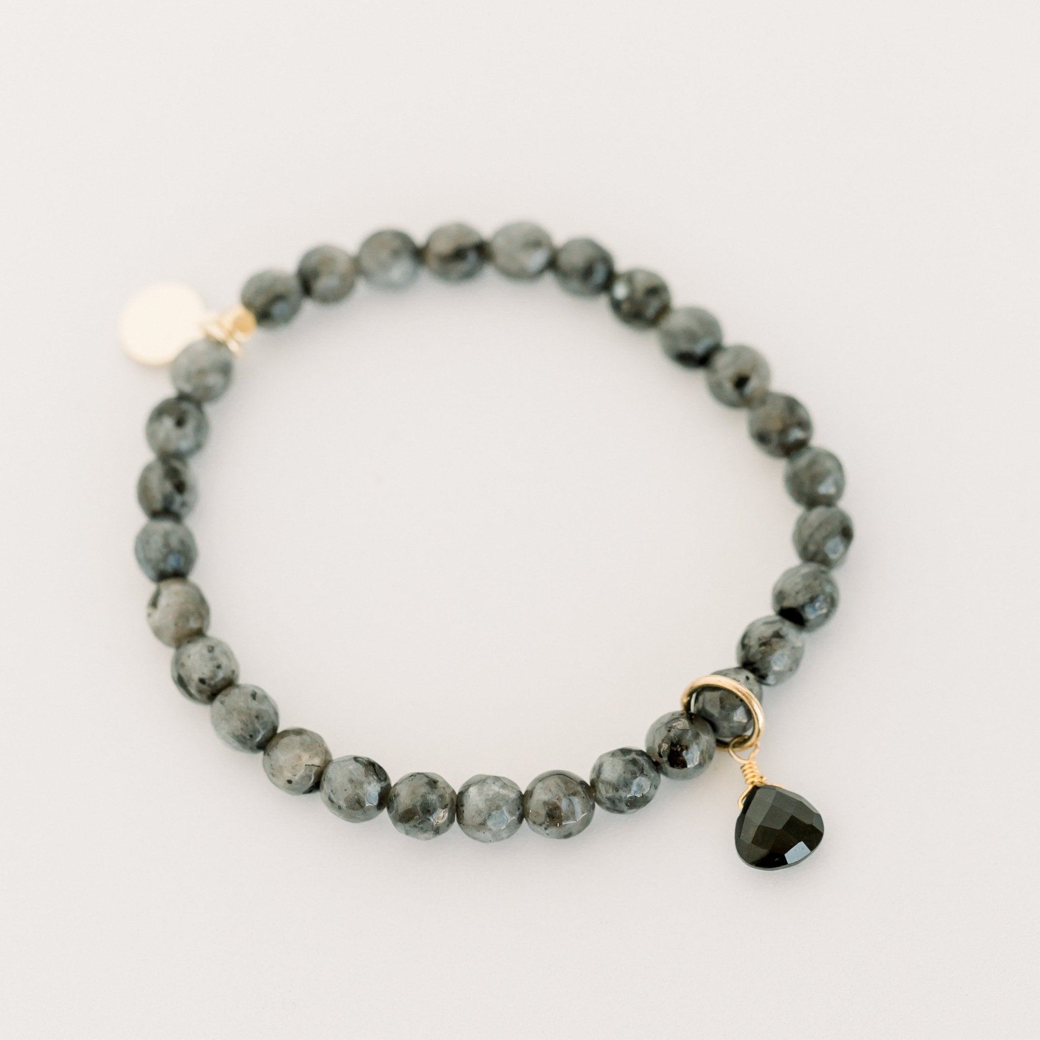 Royal Gemstone Beaded Bracelet | Black Labradorite - elliparr