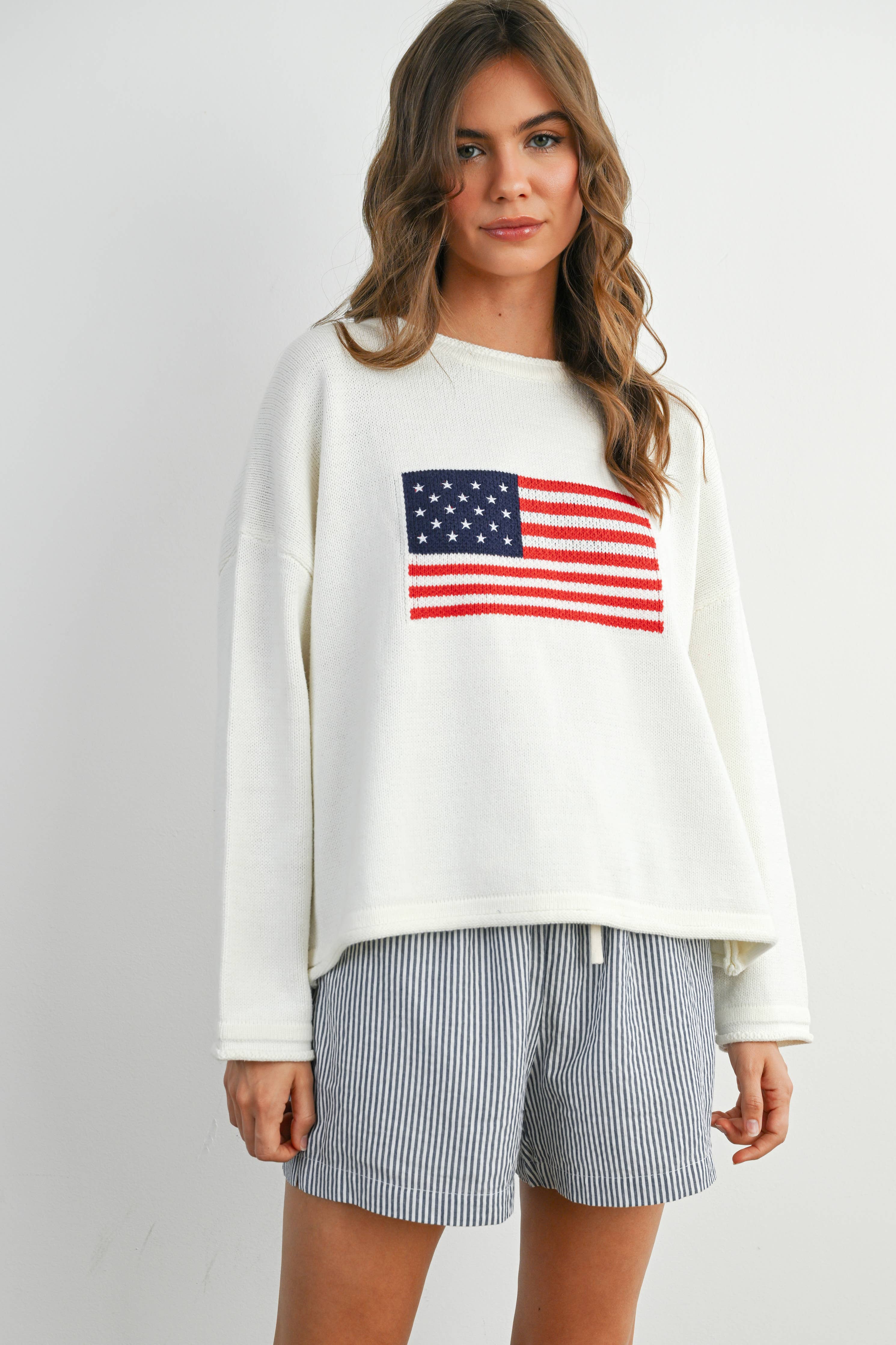 Graphic Knit Long Sleeve Top