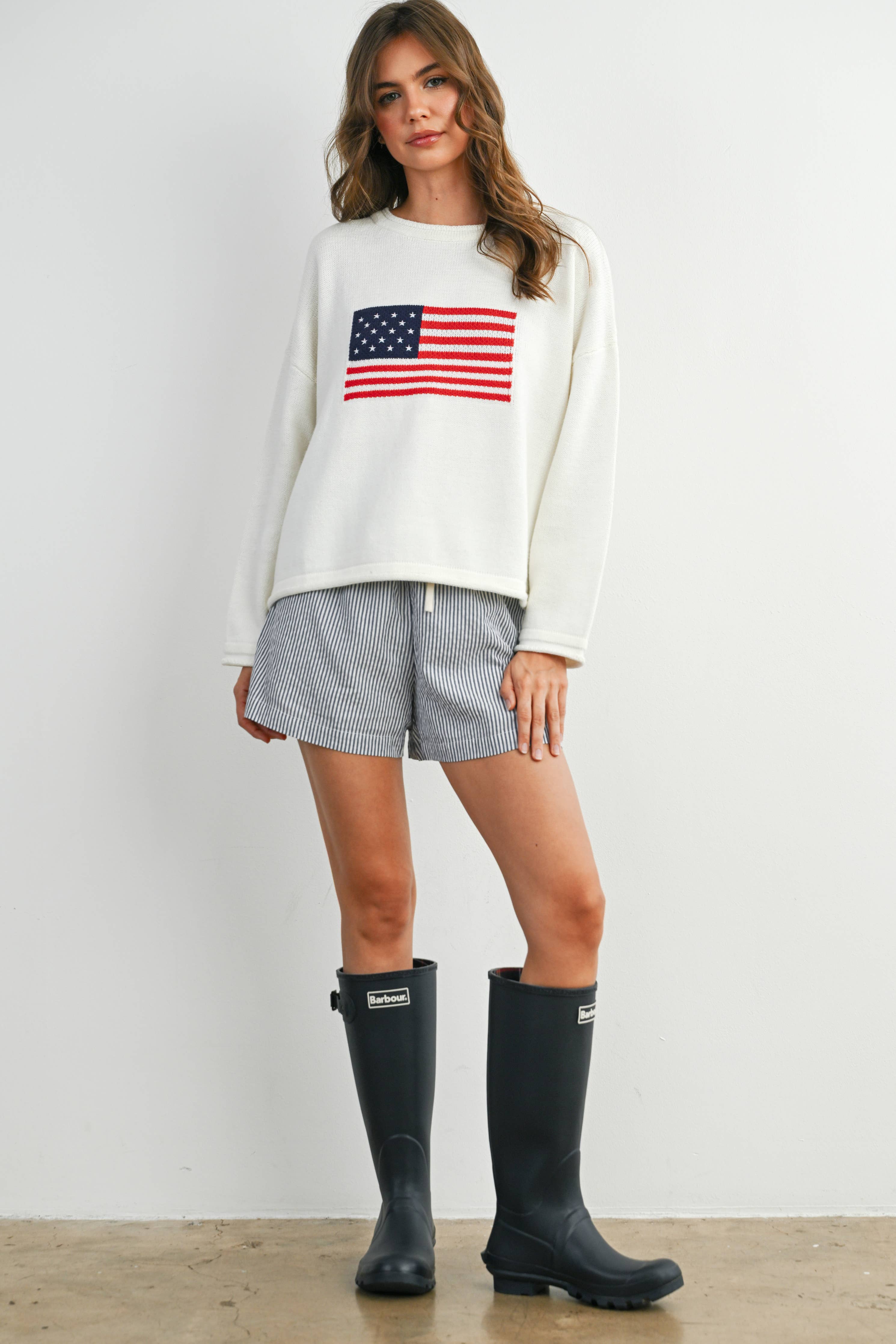 Graphic Knit Long Sleeve Top