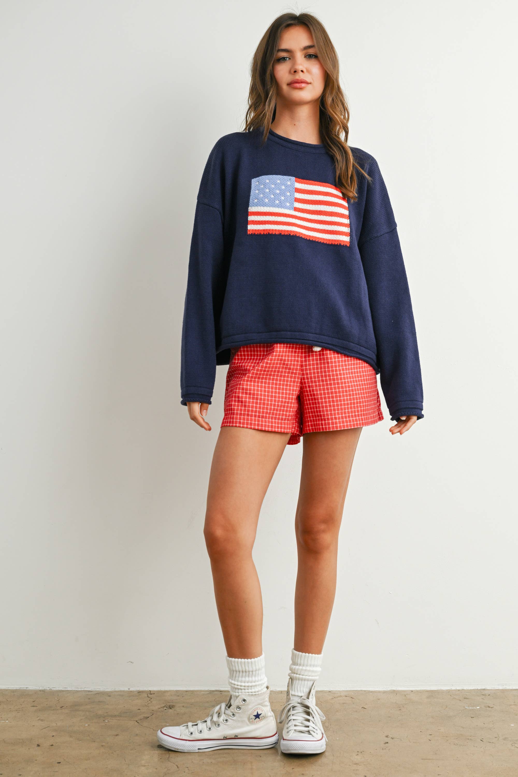 Graphic Knit Long Sleeve Top