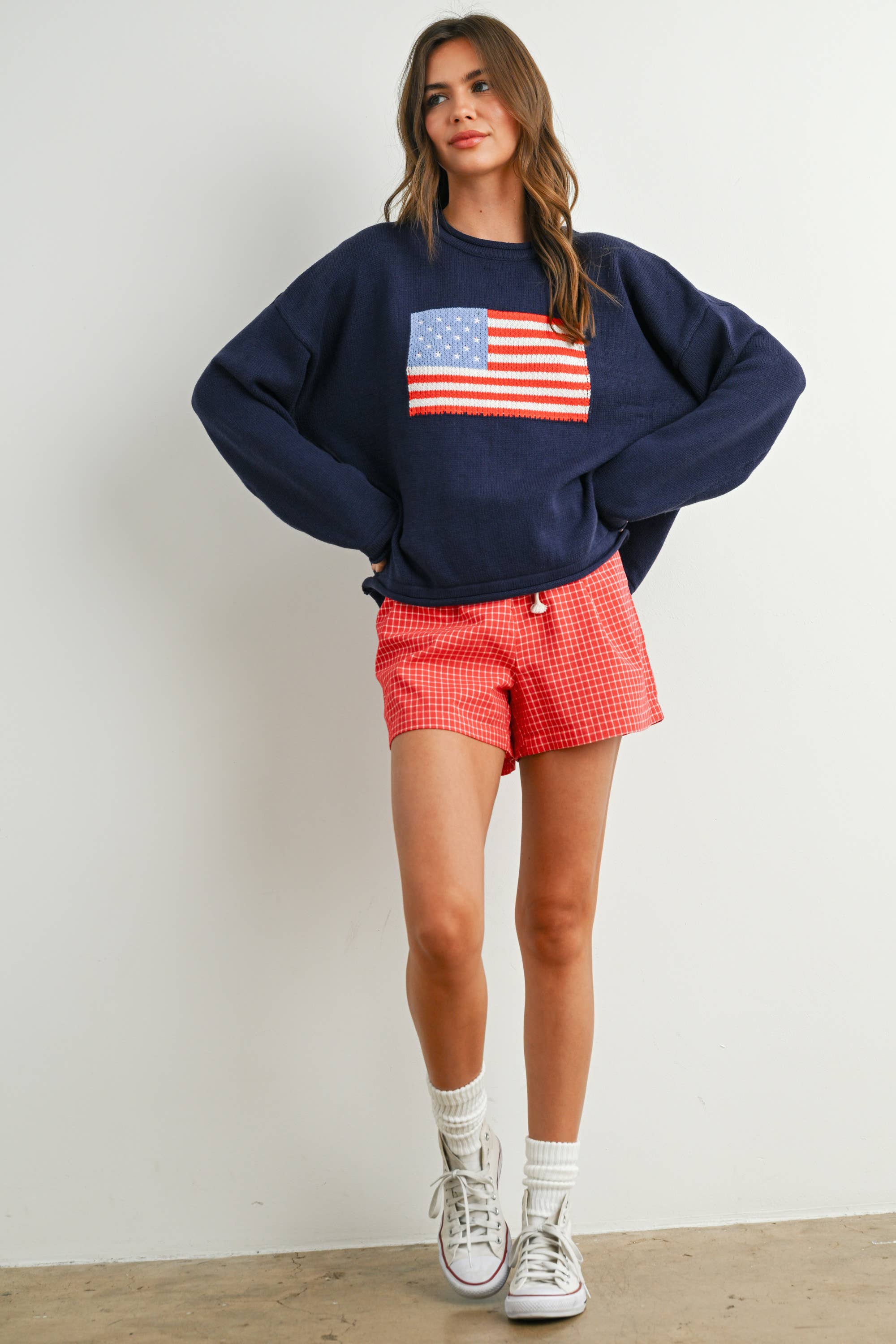 Graphic Knit Long Sleeve Top