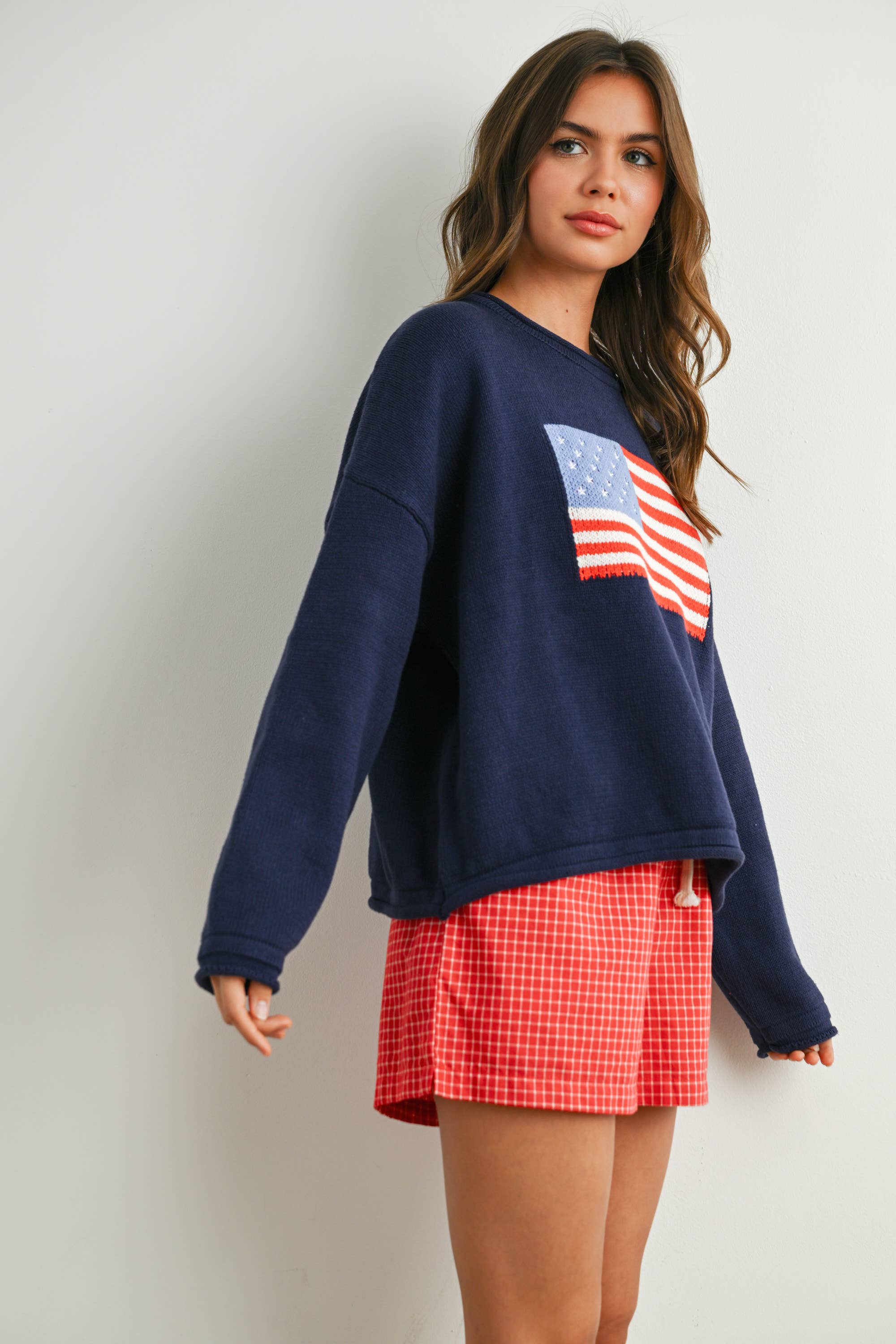 Graphic Knit Long Sleeve Top
