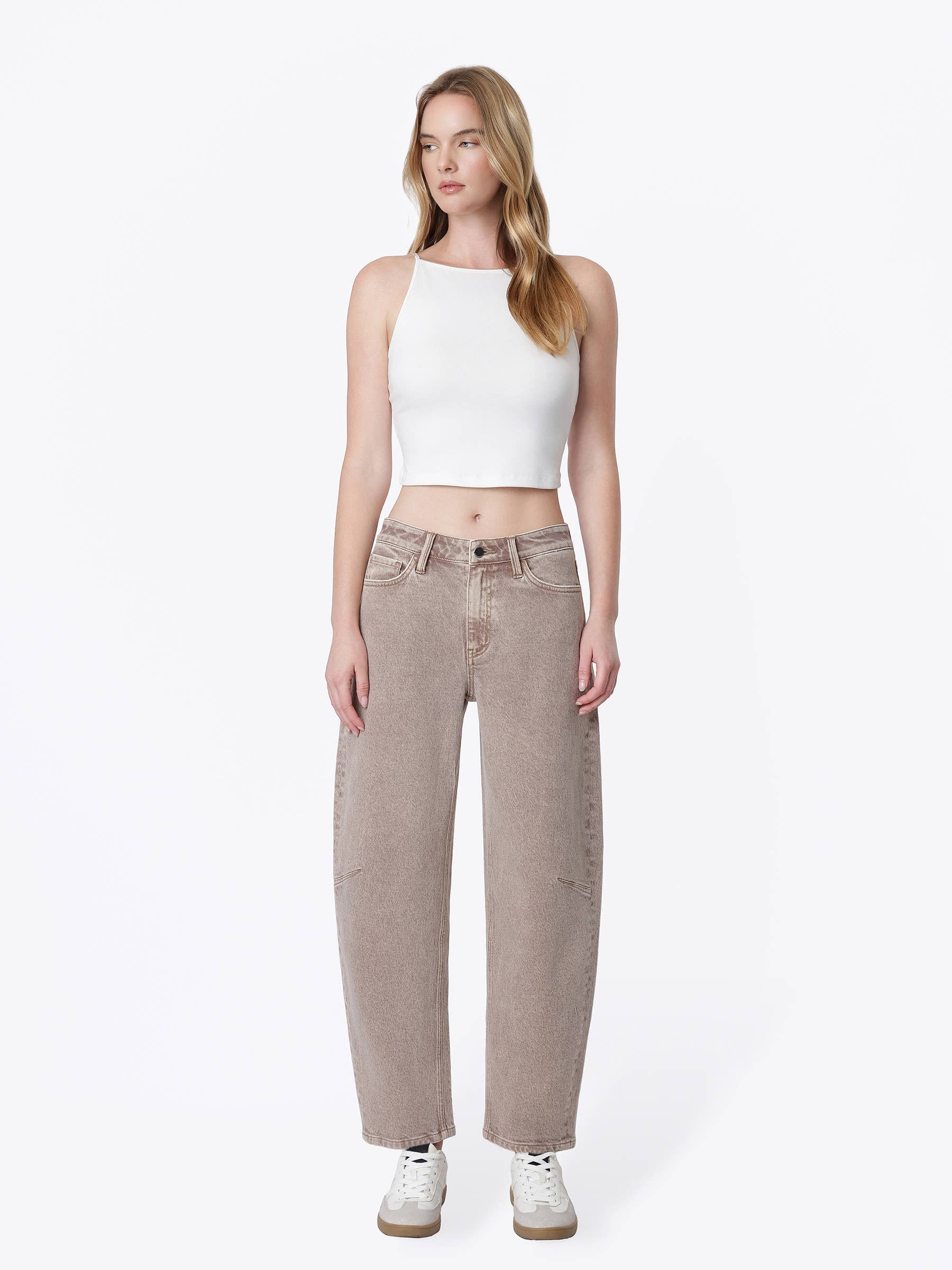 HIGH RISE CROP BARREL JEANS