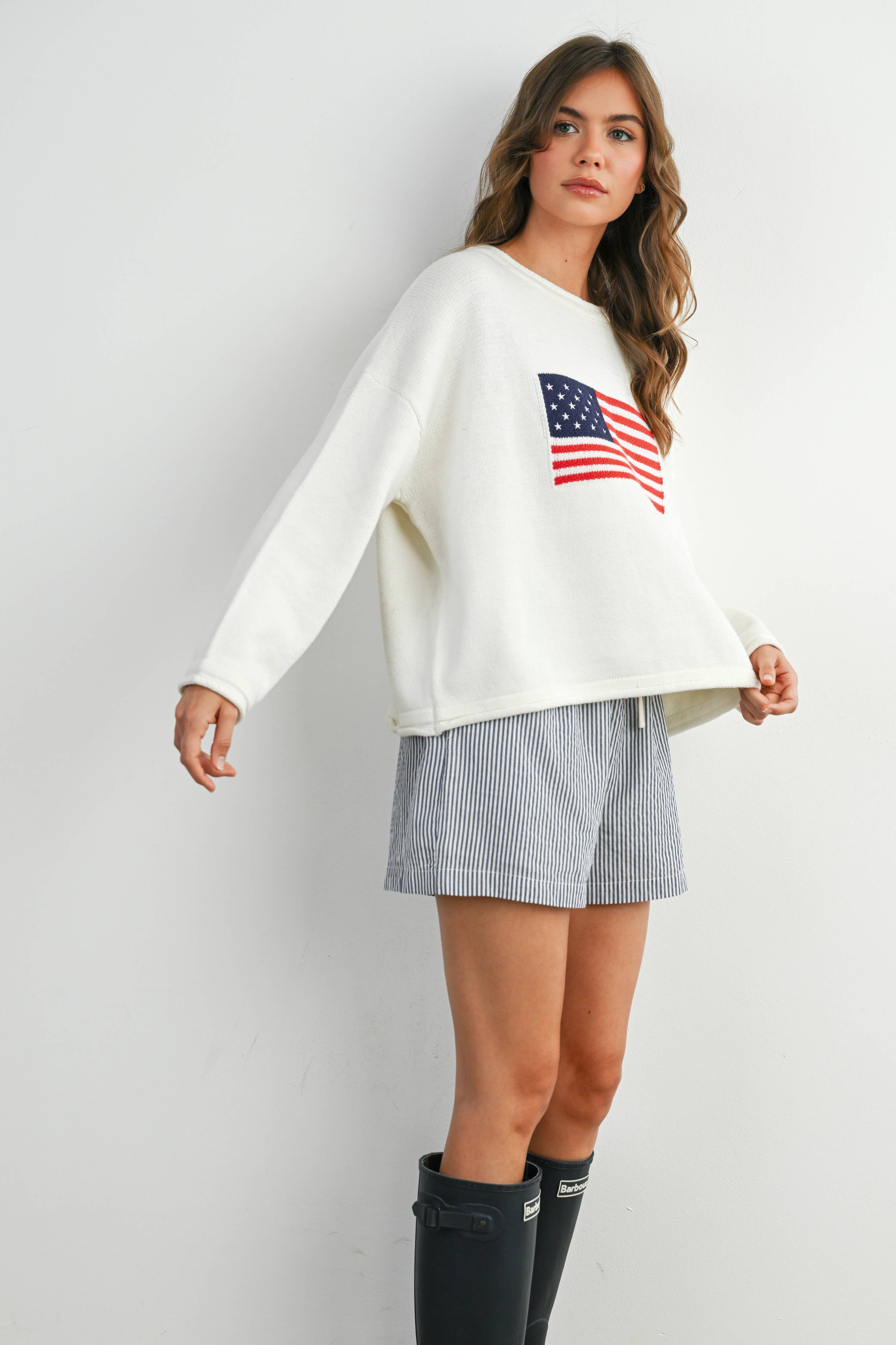 Graphic Knit Long Sleeve Top