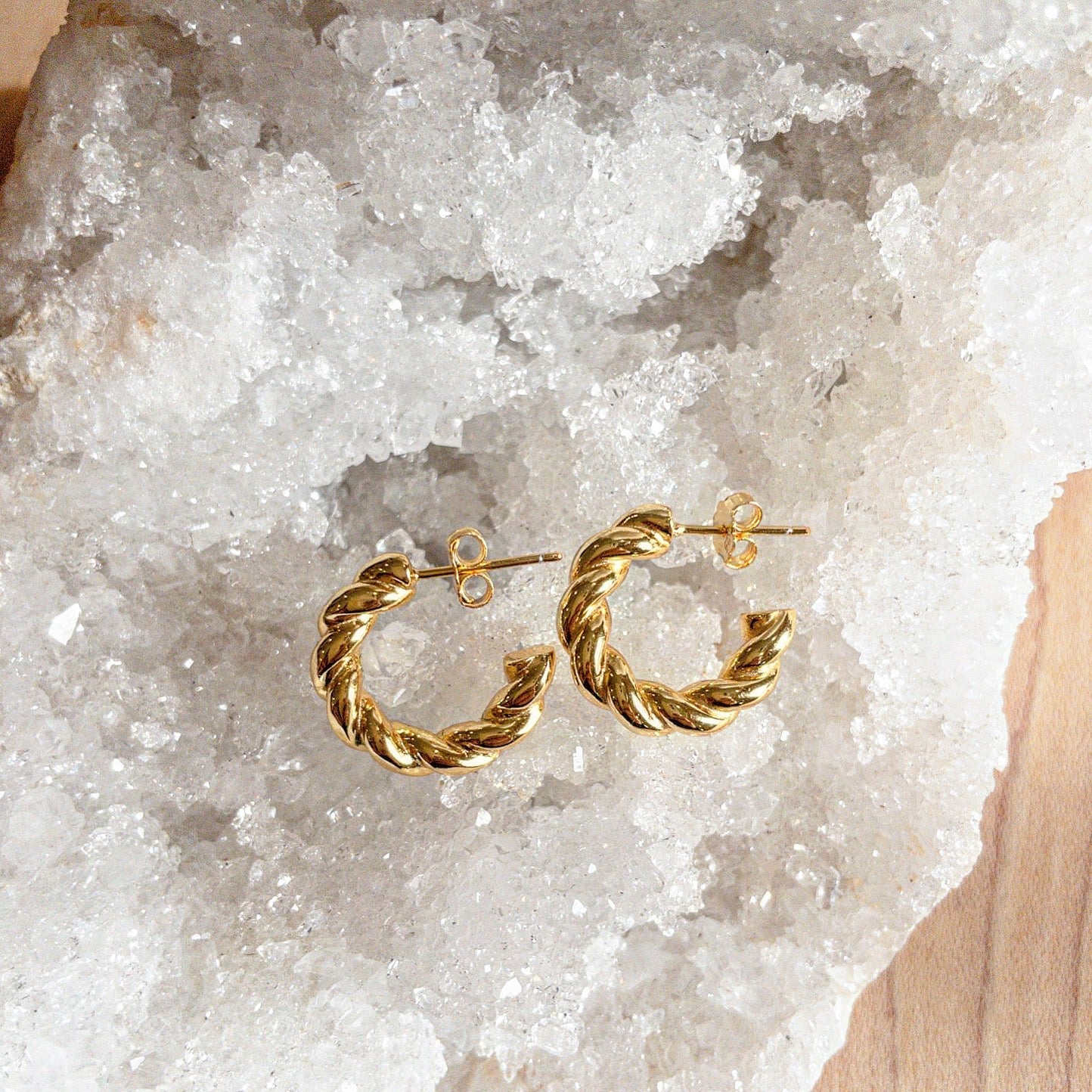 14k gold braided hoop earrings hotsell