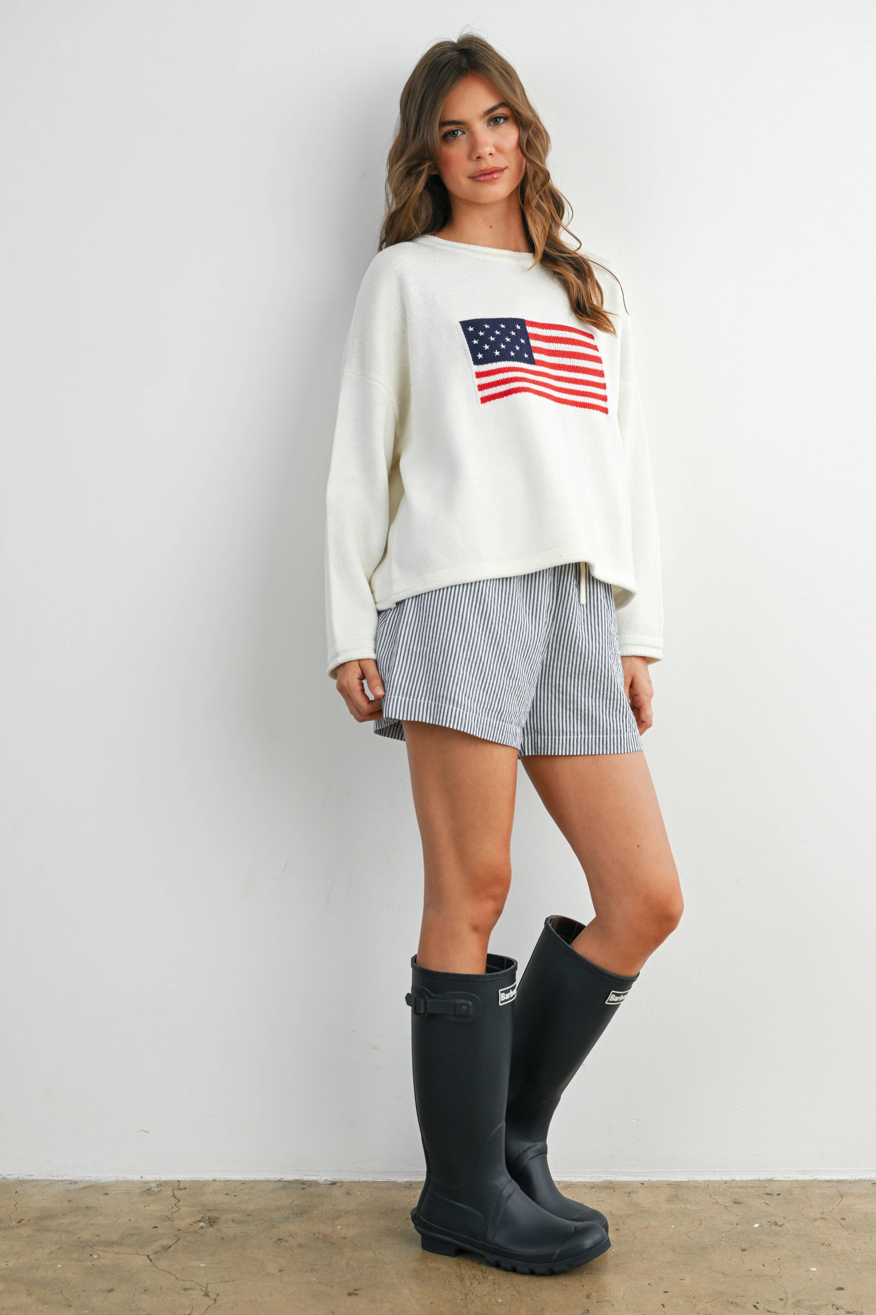 Graphic Knit Long Sleeve Top