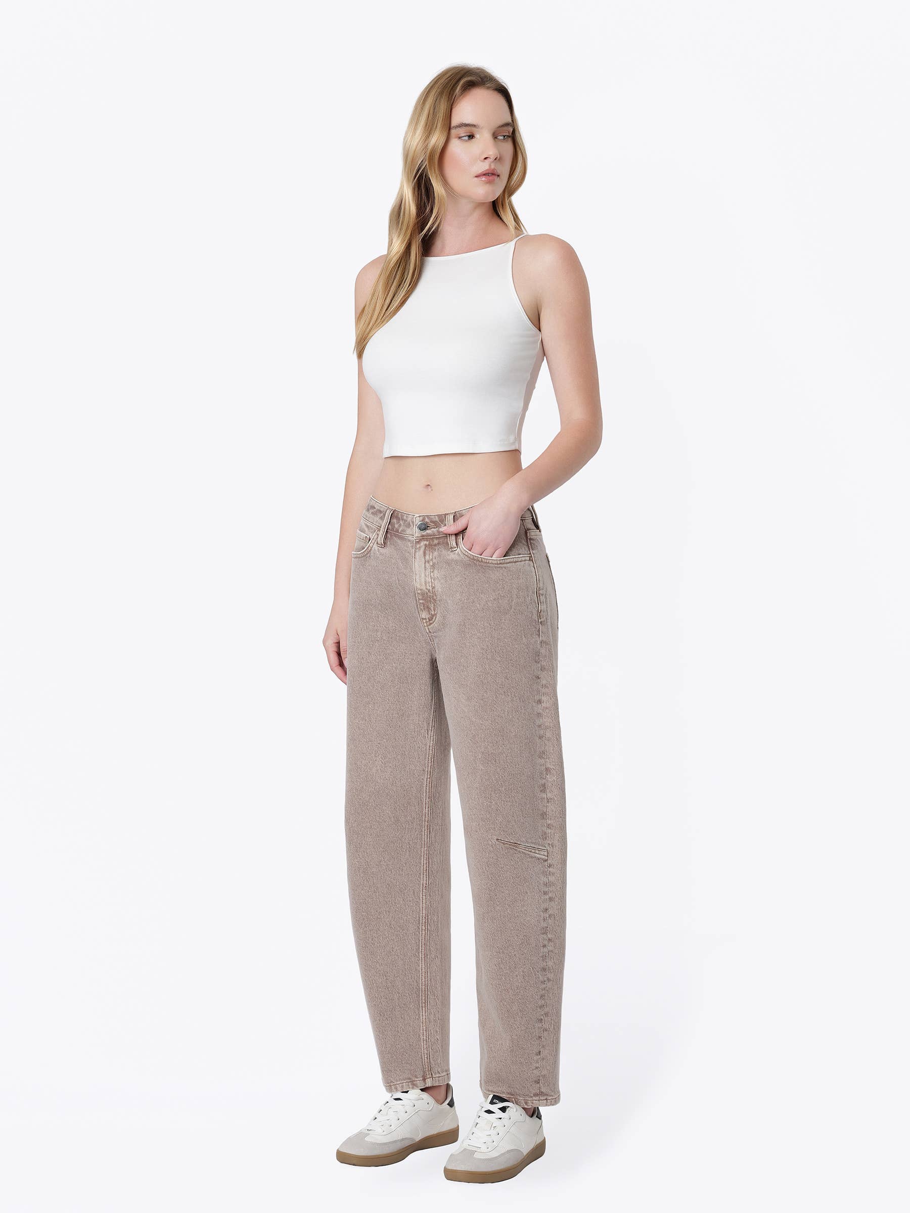 HIGH RISE CROP BARREL JEANS