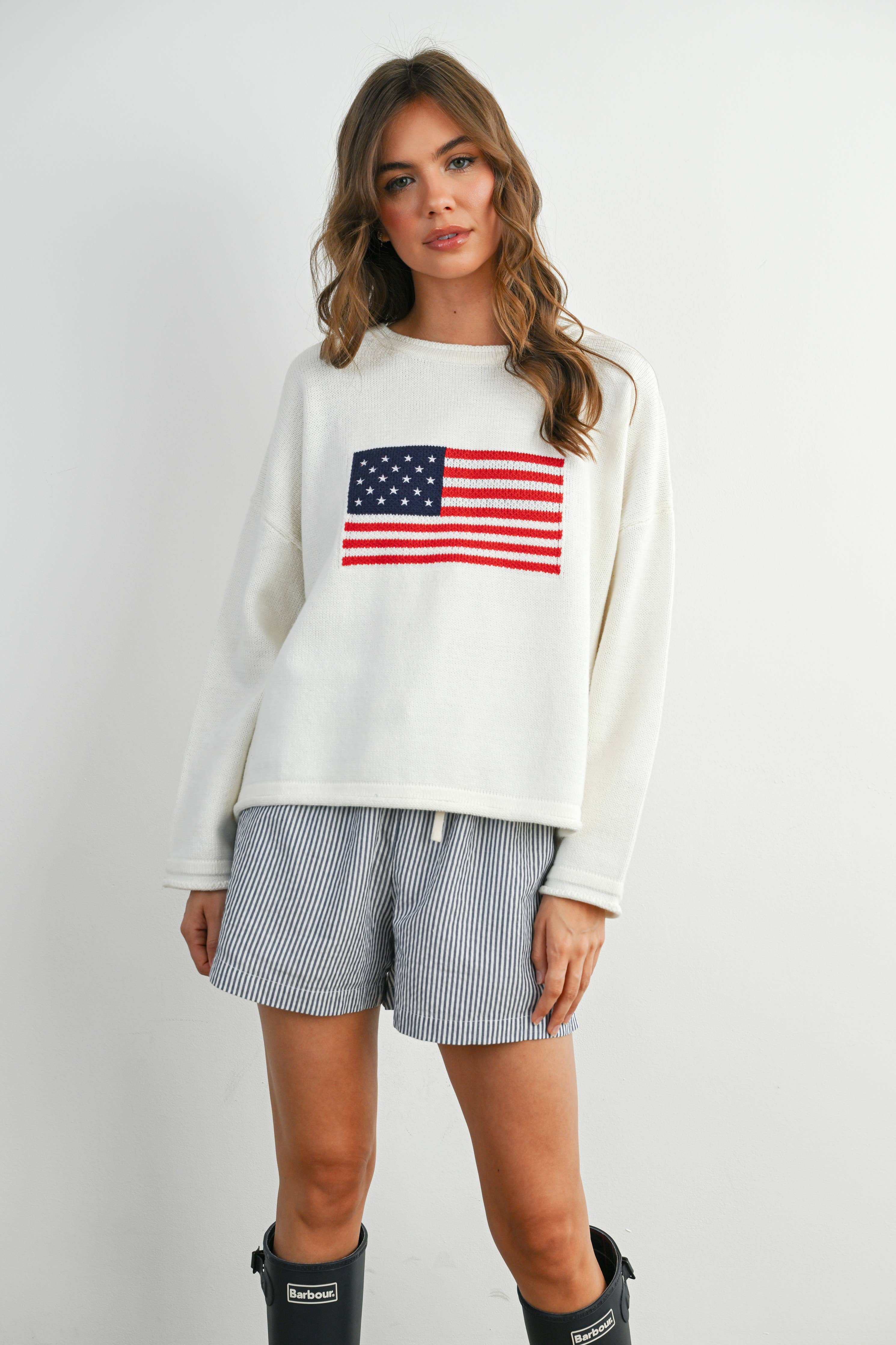Graphic Knit Long Sleeve Top