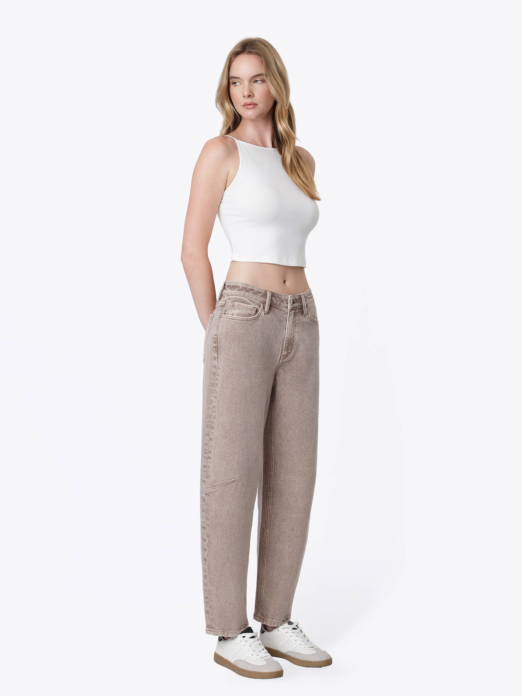 HIGH RISE CROP BARREL JEANS