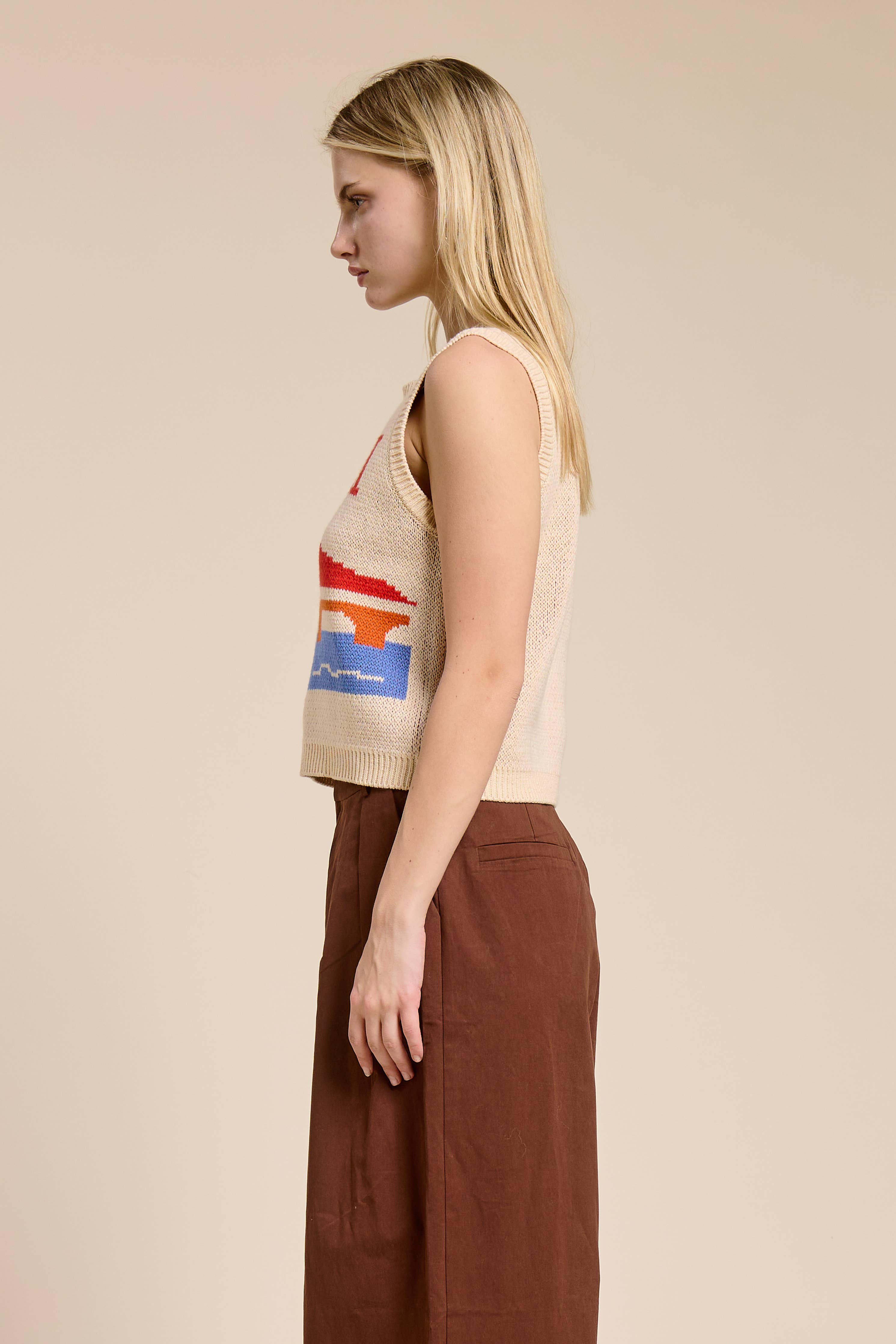 Capri Jacquard Sweater Vest Top