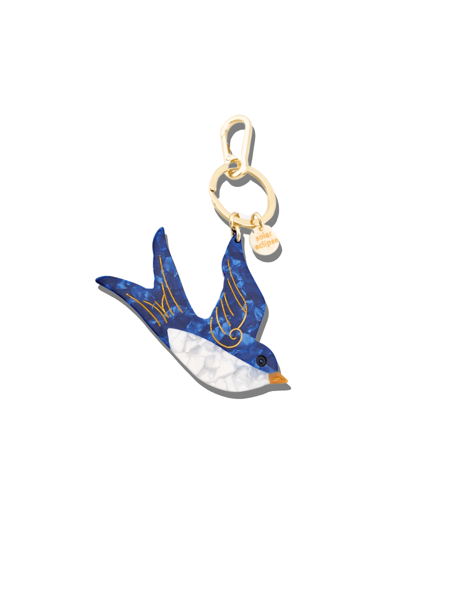 Hand - painted Swallow Bird Bag Charm + Keychain - elliparr