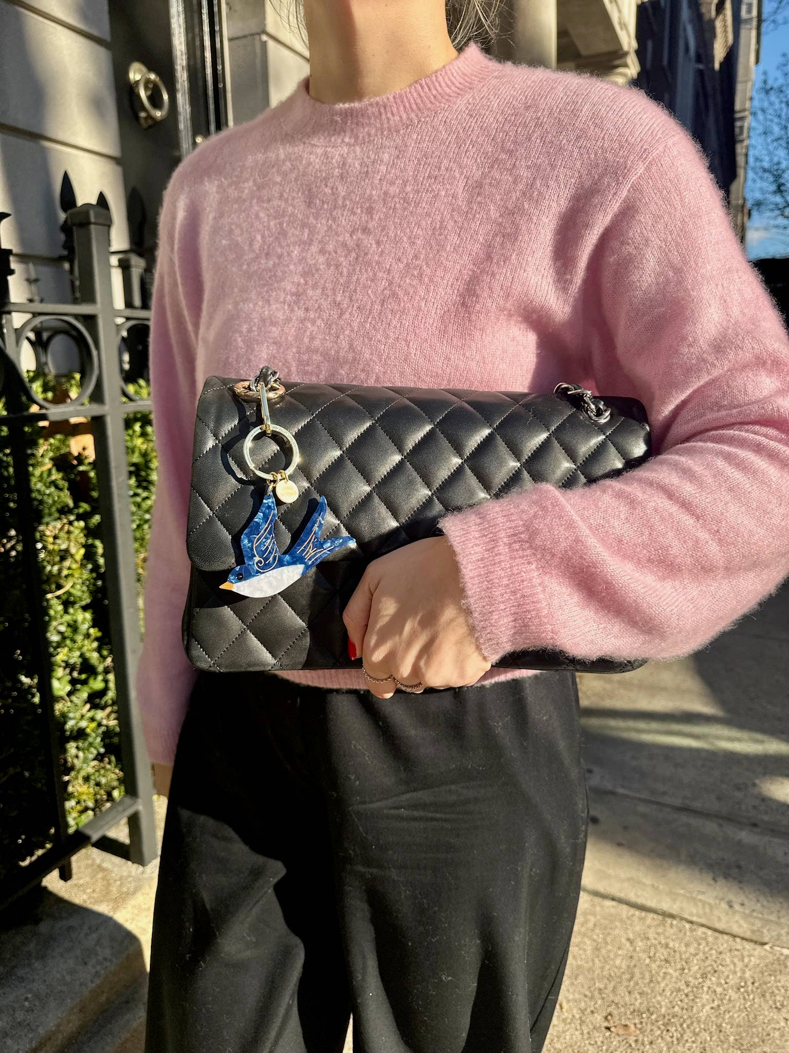 Hand - painted Swallow Bird Bag Charm + Keychain - elliparr