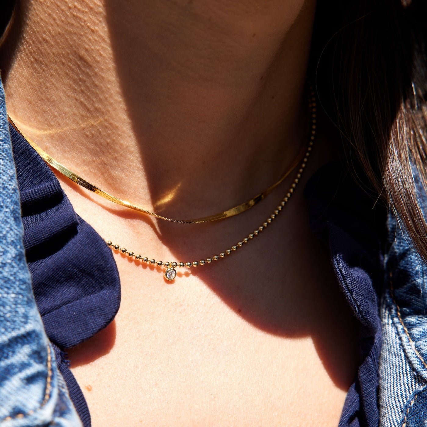 GlitterIced Out Ball Necklace 4mm GOLD 金 4mm_14k_Gold_Filled_Beaded_Nec