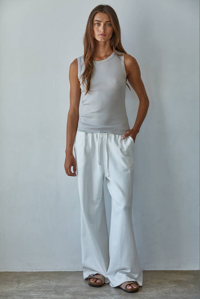 Knit Cotton Ribbed Round Neck Sleeveless Tank Top - elliparr