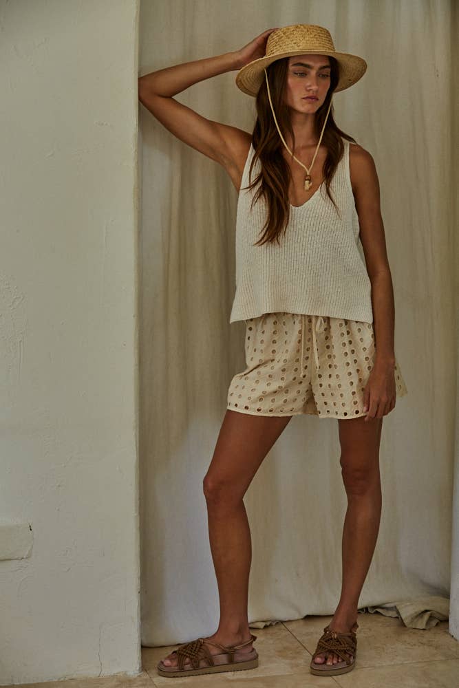 Knit Sweater Cotton V - Neck Sleeveless Tank Top - elliparr