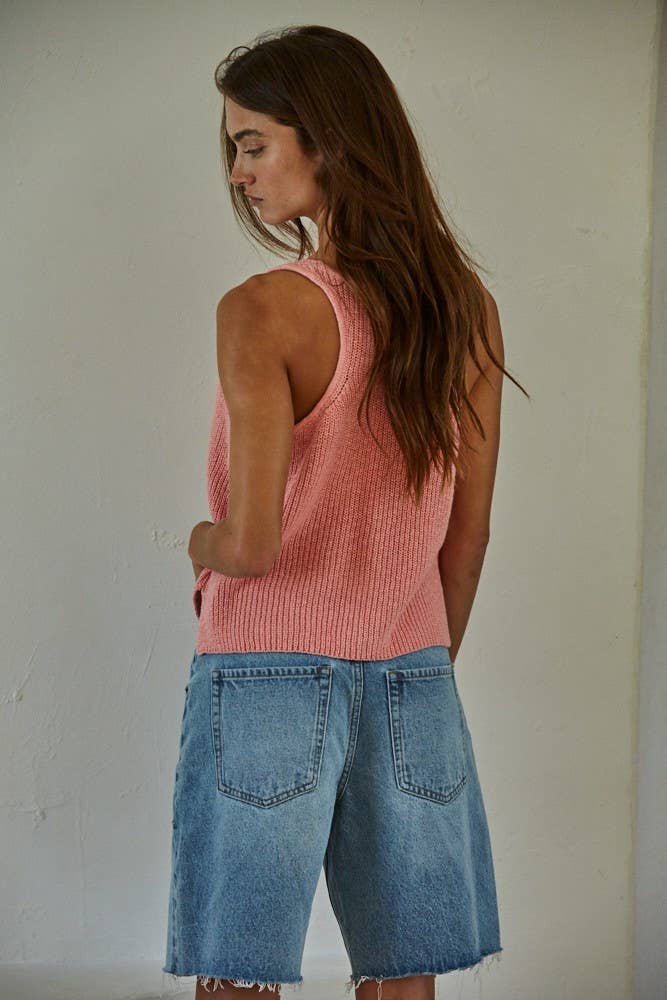 Knit Sweater Cotton V - Neck Sleeveless Tank Top - elliparr