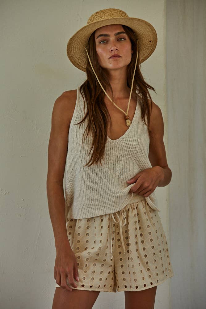 Knit Sweater Cotton V - Neck Sleeveless Tank Top - elliparr