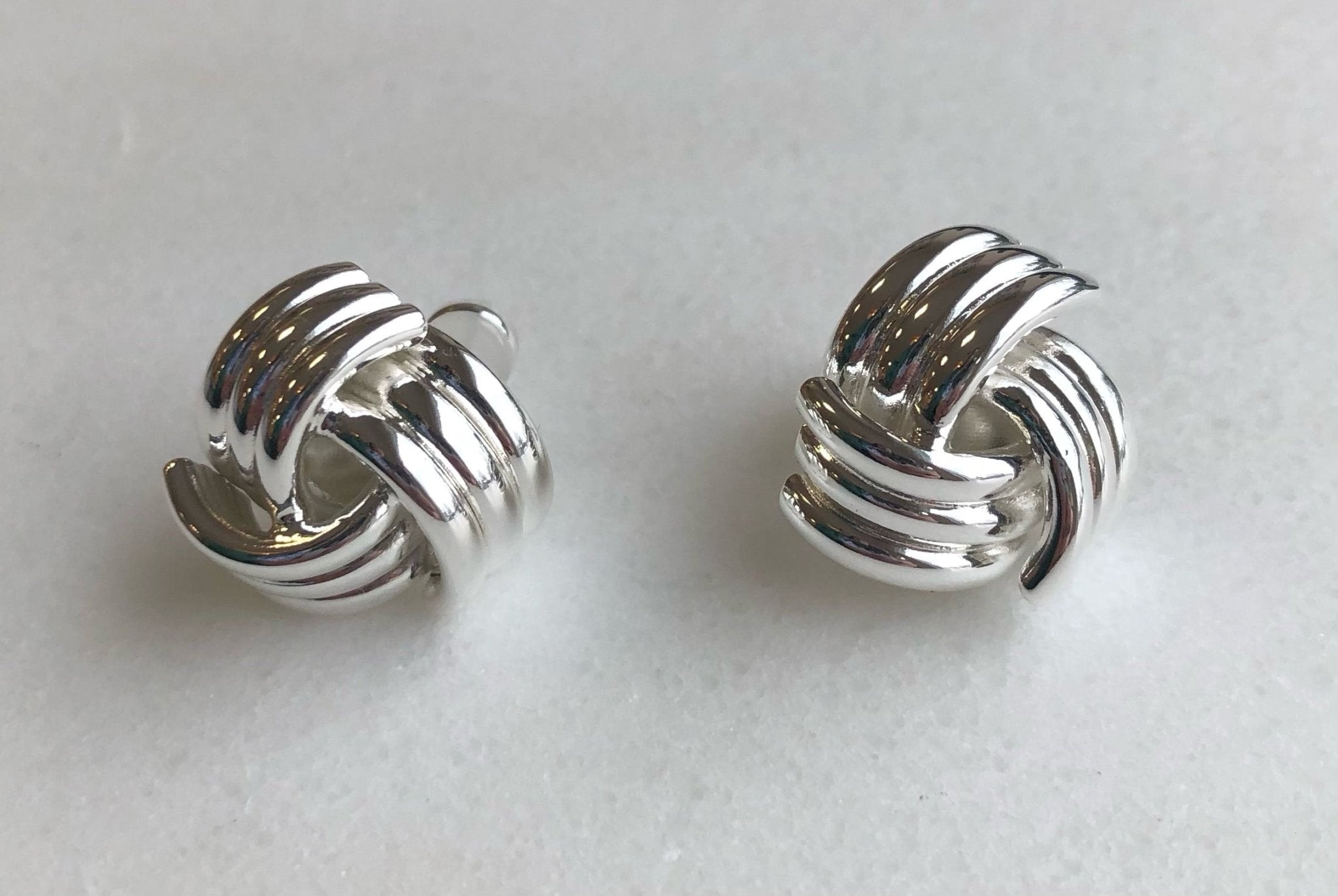 Knotted Stud Sterling Silver over Brass - elliparr