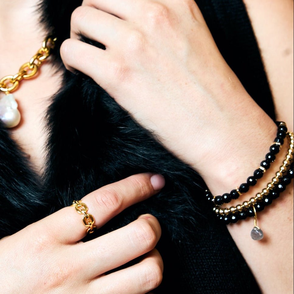 Royal Gemstone Beaded Bracelet | Black Onyx - elliparr