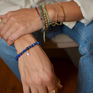 Royal Gemstone Beaded Bracelet | Lapis Lazuli - elliparr