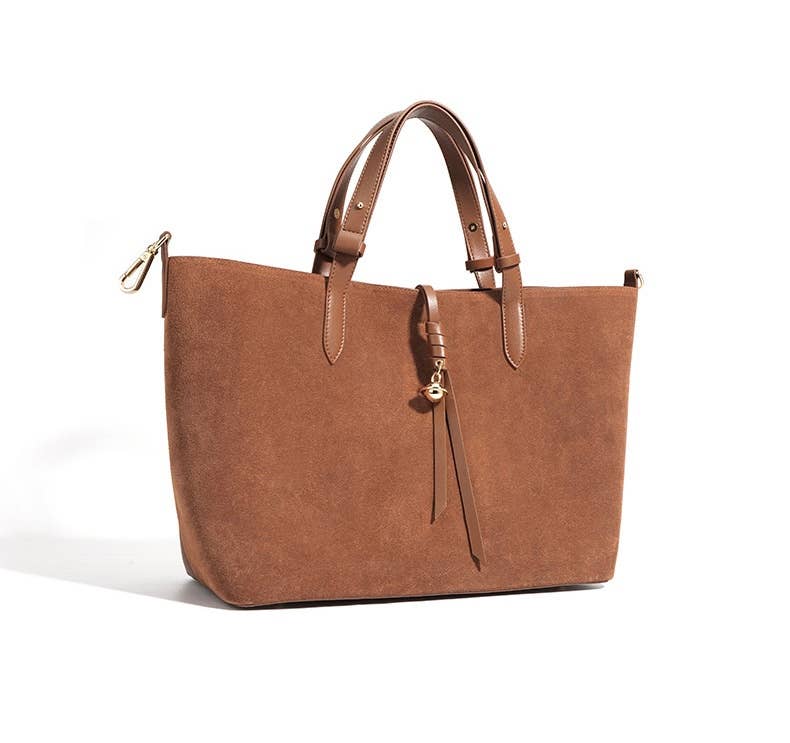 Suede and Leather Double - sided Tote Shoulder Bag - elliparr