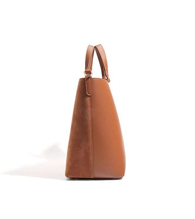 Suede and Leather Double - sided Tote Shoulder Bag - elliparr