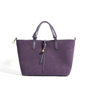 Suede and Leather Double - sided Tote Shoulder Bag - elliparr