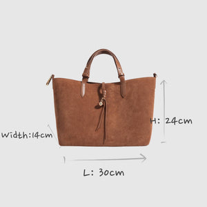 Suede and Leather Double - sided Tote Shoulder Bag - elliparr