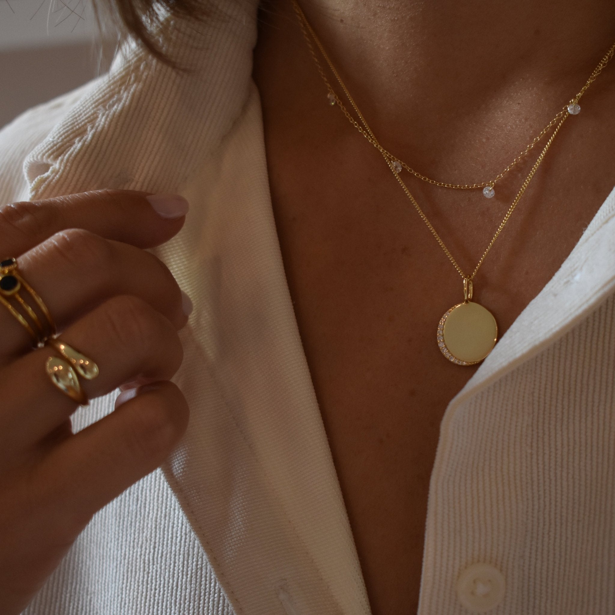 LUNA Diamond Set Disk Necklace - mini – Trewarne Fine Jewellery