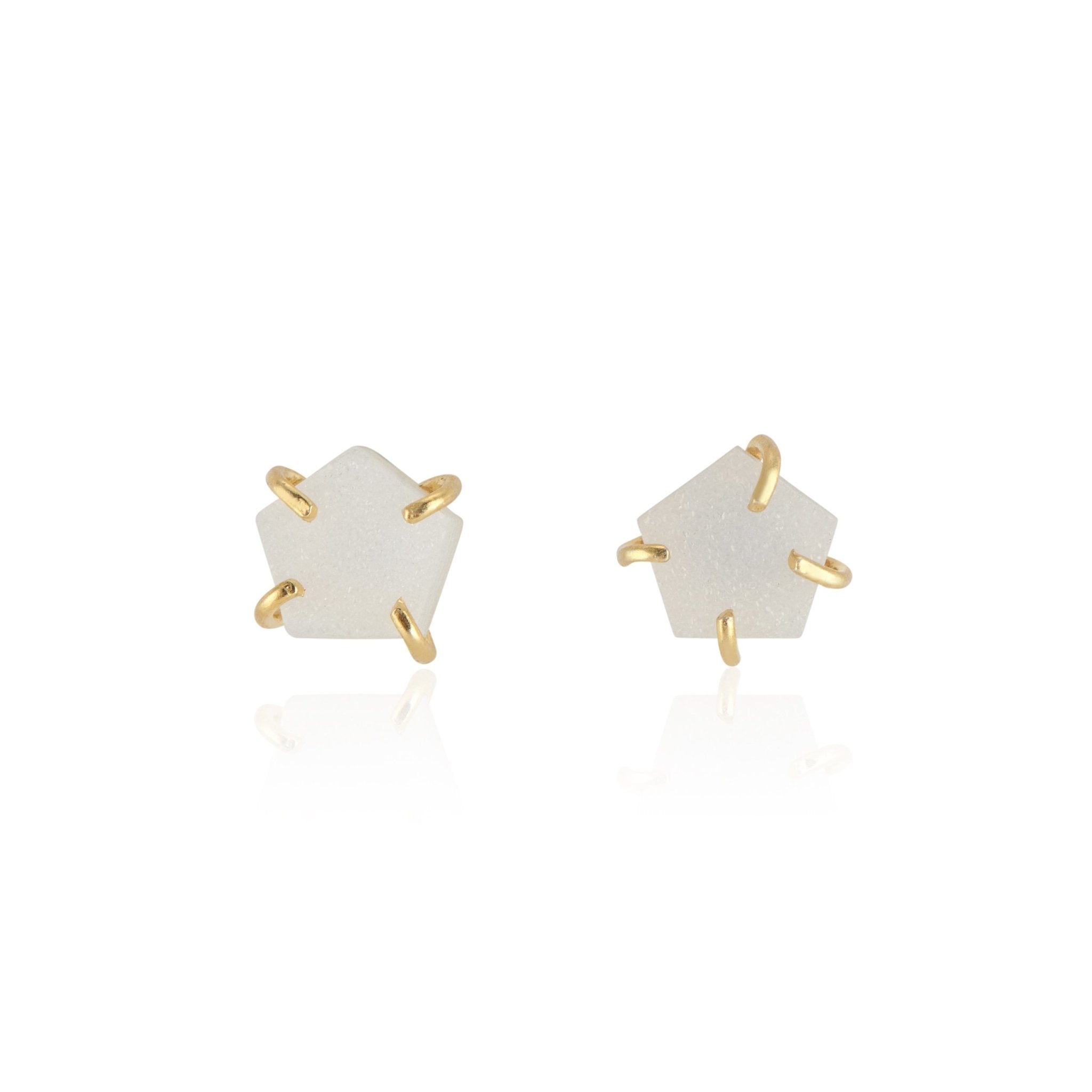 Atlas Studs | White Druzy - elliparr