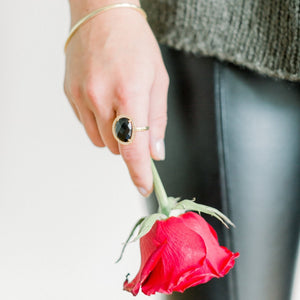 Cosmo Gold Pave Ring | Black Onyx - elliparr