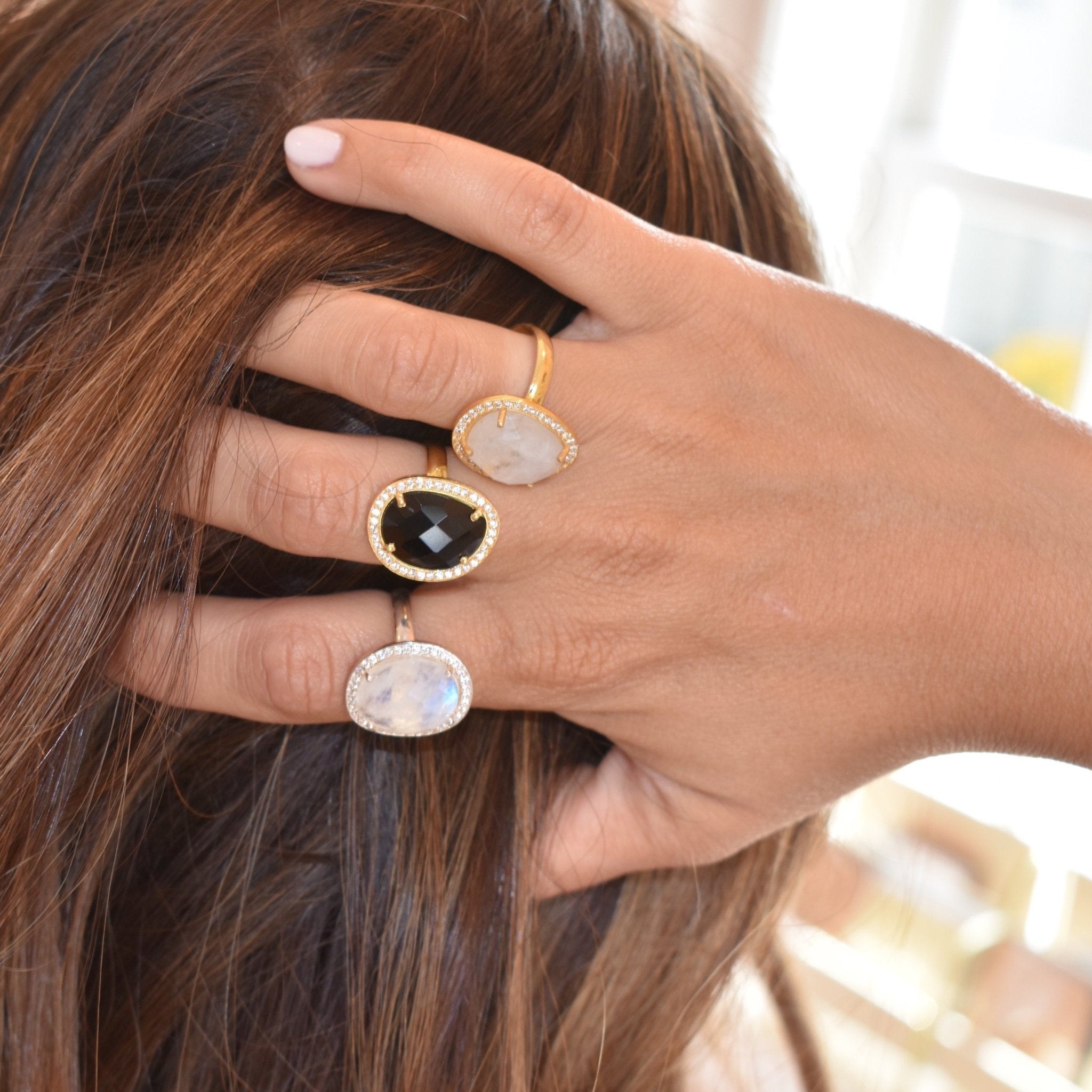 Cosmo Gold Pave Ring | Black Onyx - elliparr